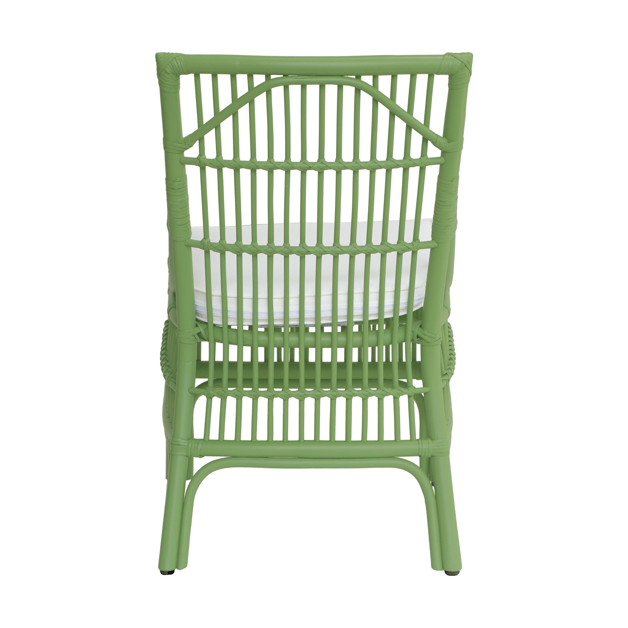 Rattan Slat Back Green Dining Chair, Set of 2