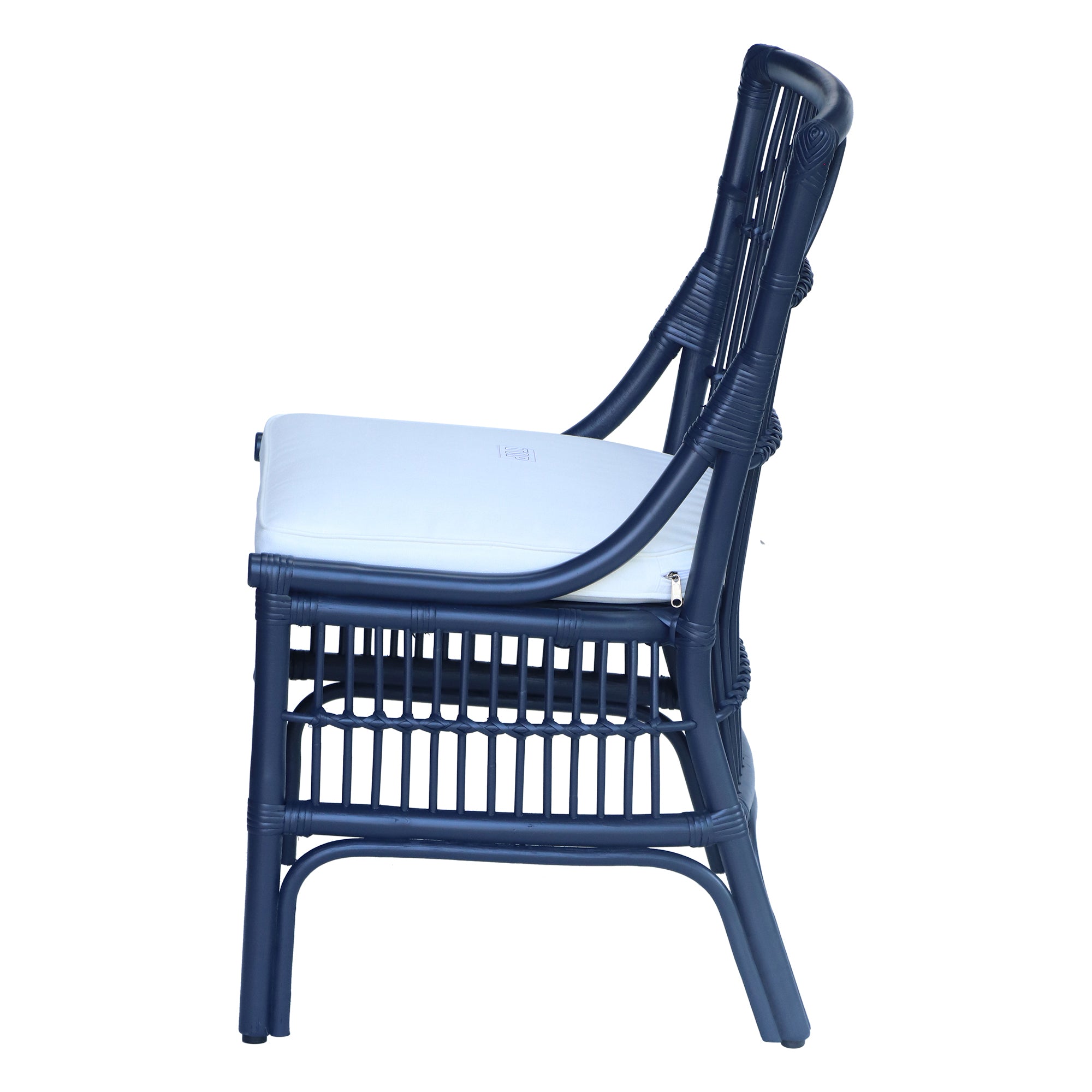 Rattan Slat Back Navy Dining Chair, Set of 2