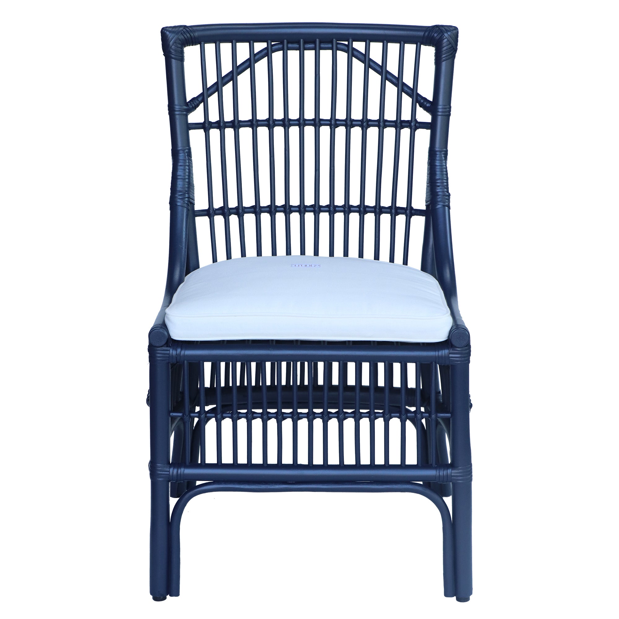 Rattan Slat Back Navy Dining Chair, Set of 2
