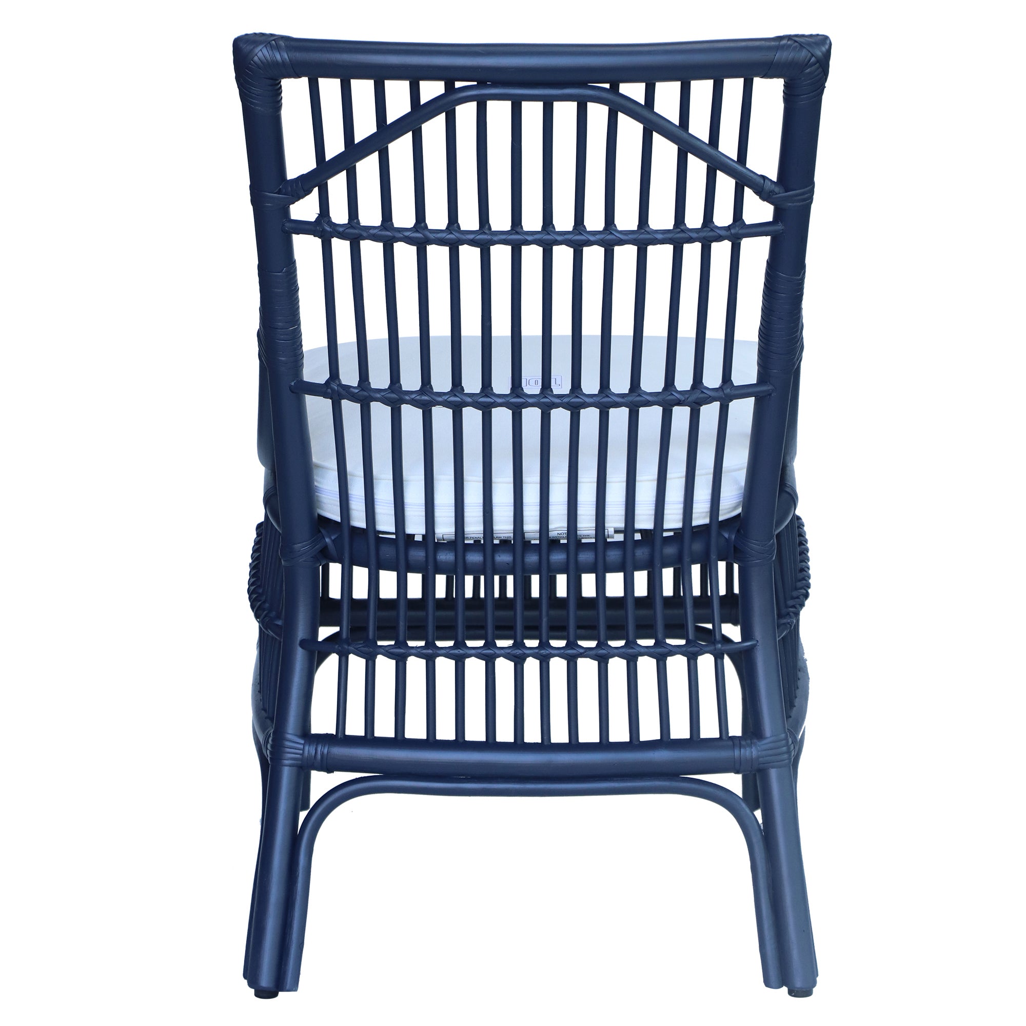 Rattan Slat Back Navy Dining Chair, Set of 2