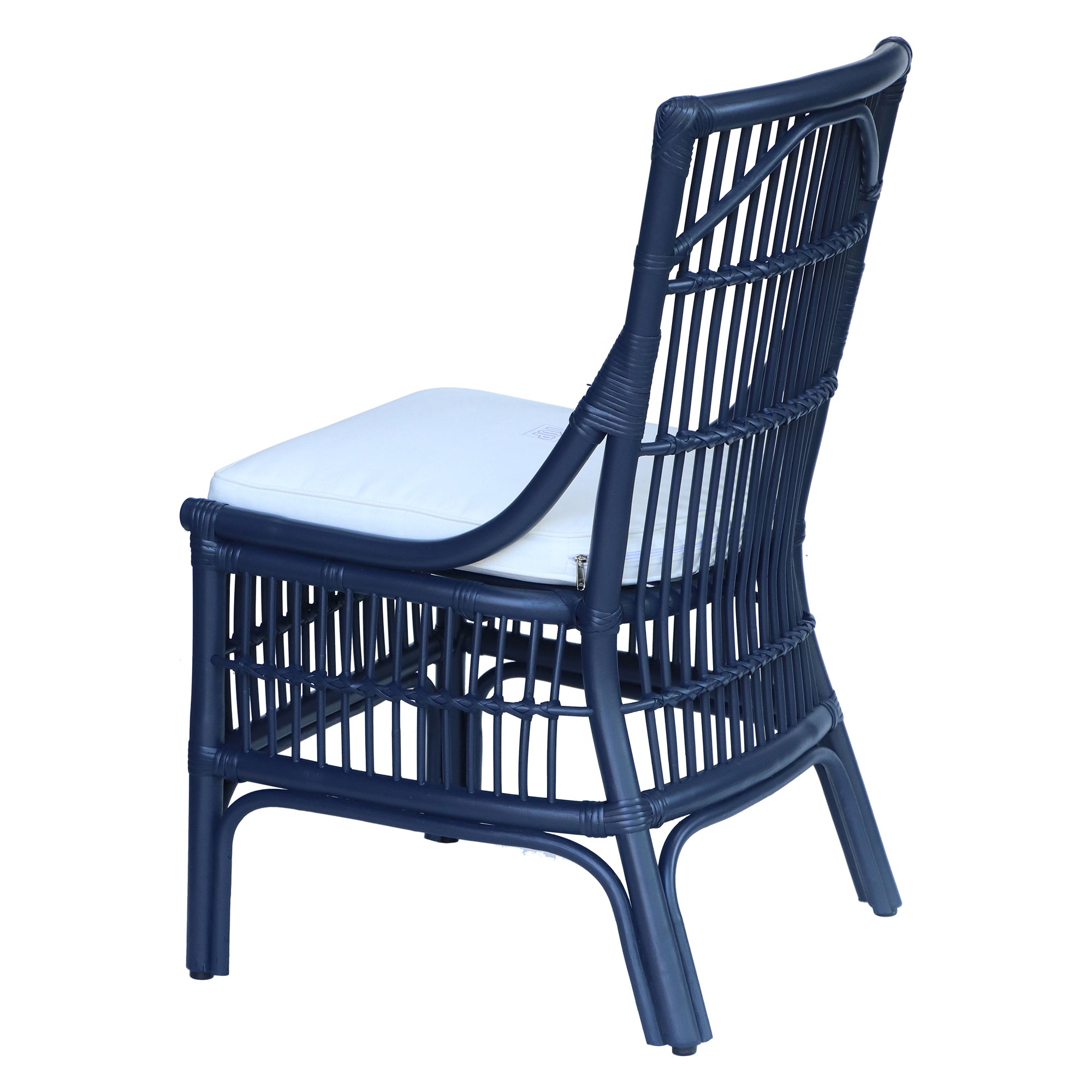 Rattan Slat Back Navy Dining Chair, Set of 2