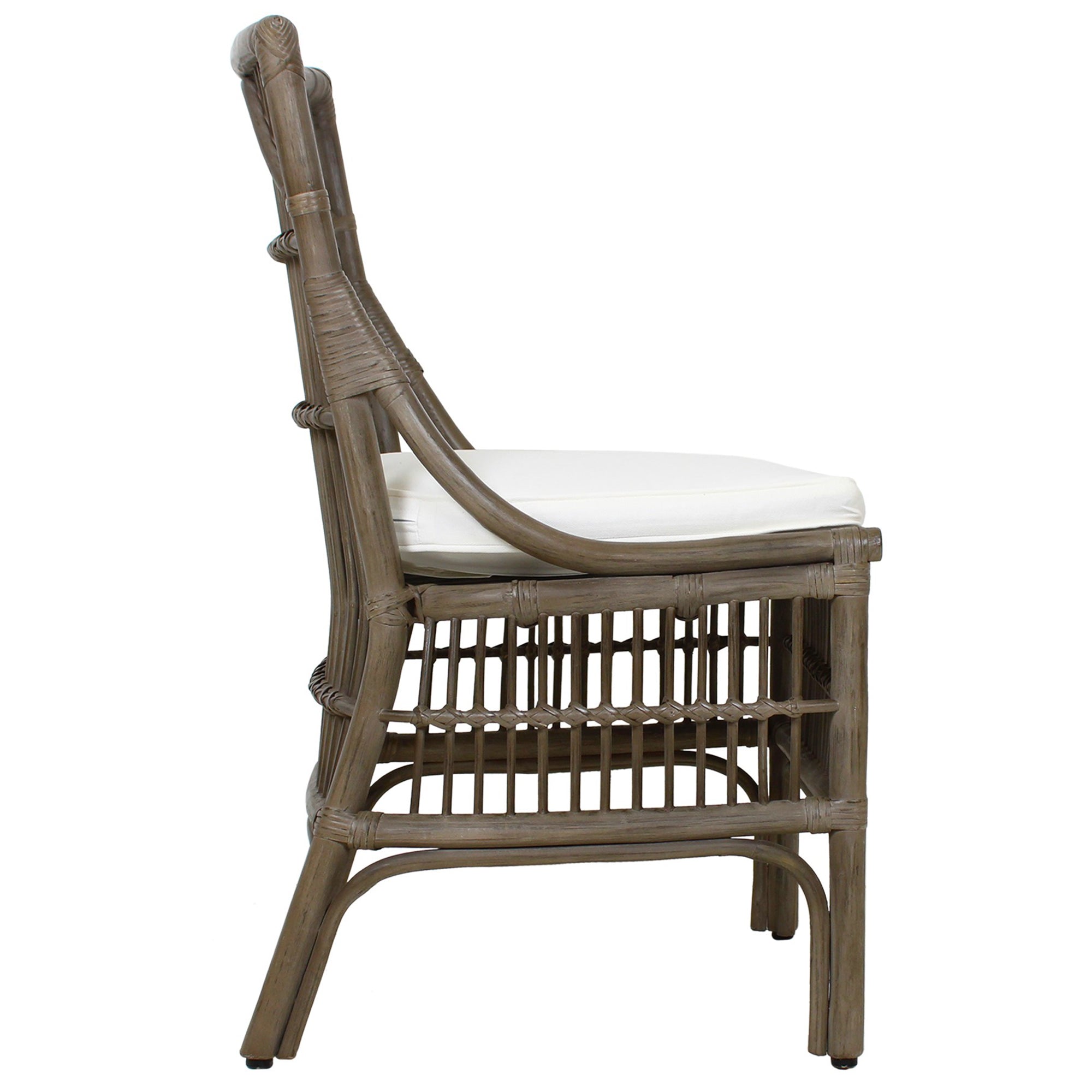 Rattan Slat Back Gray Dining Chair, Set of 2