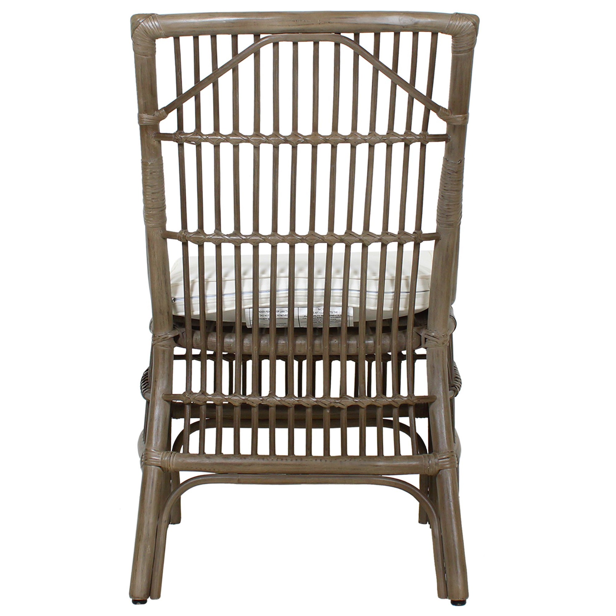 Rattan Slat Back Gray Dining Chair, Set of 2