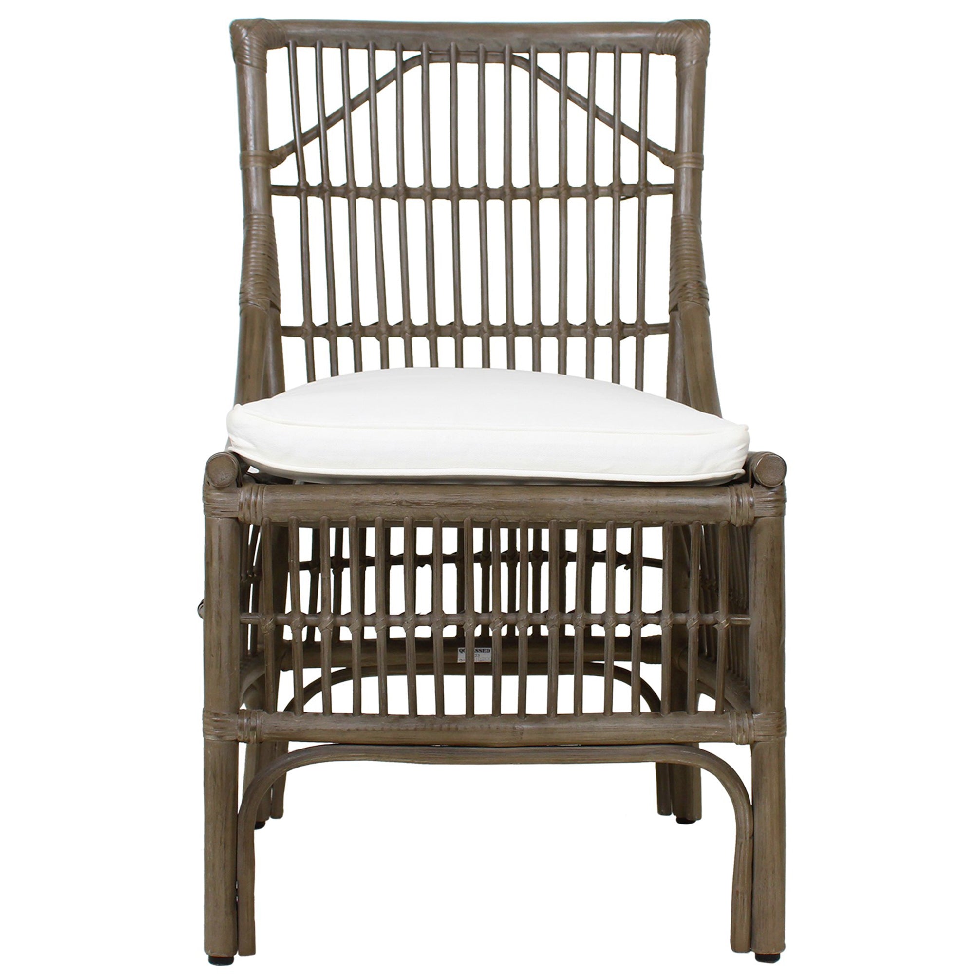 Rattan Slat Back Gray Dining Chair, Set of 2