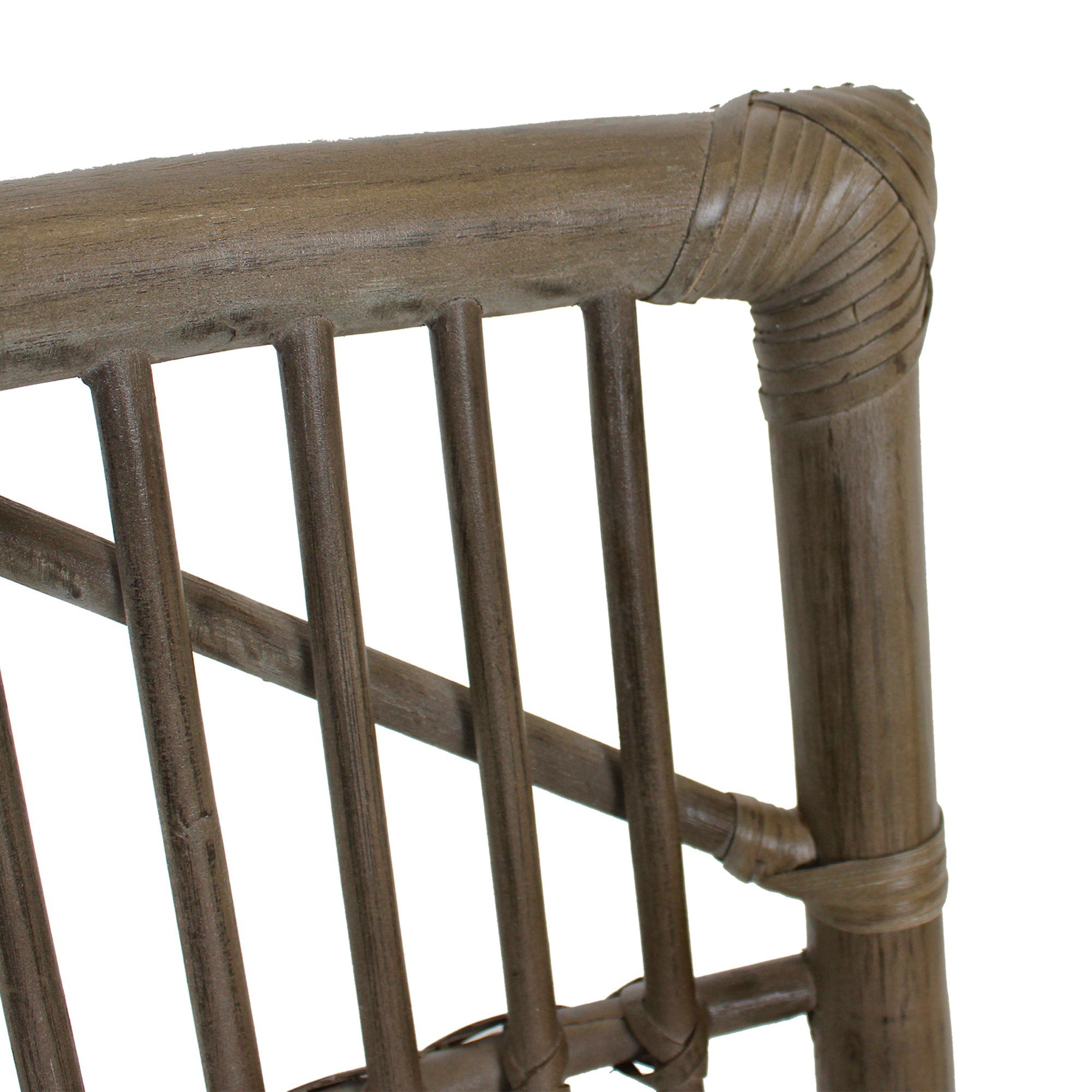 Rattan Slat Back Gray Dining Chair, Set of 2