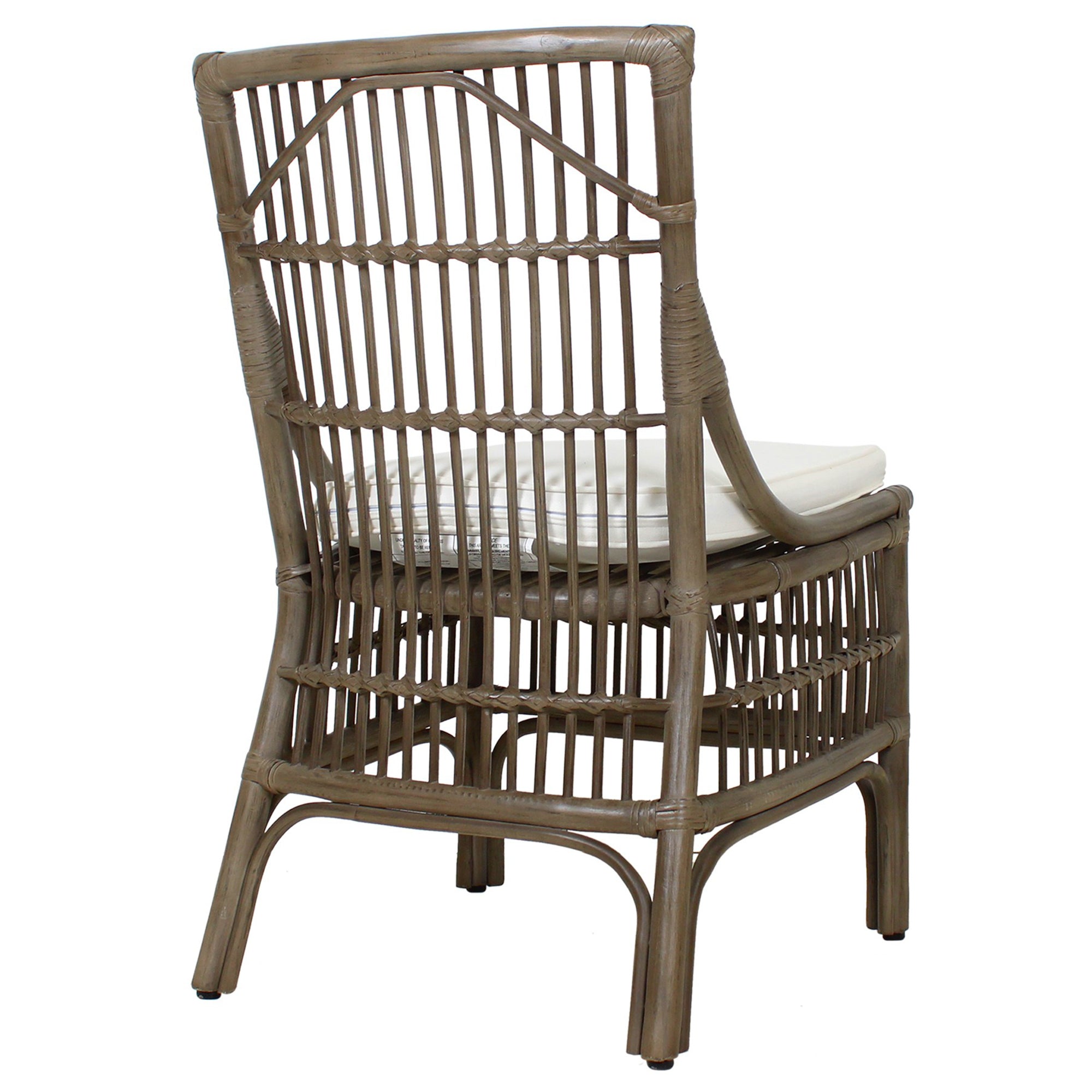 Rattan Slat Back Gray Dining Chair, Set of 2