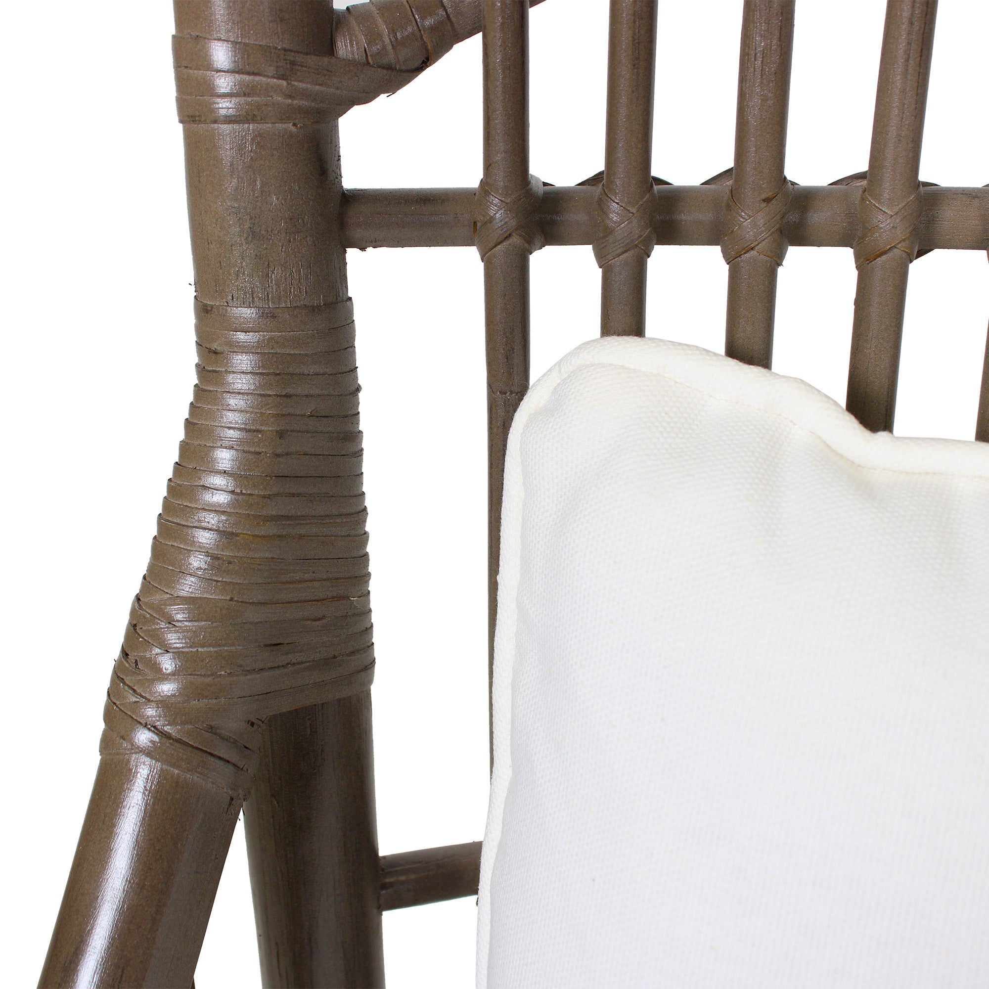 Rattan Slat Back Gray Dining Chair, Set of 2