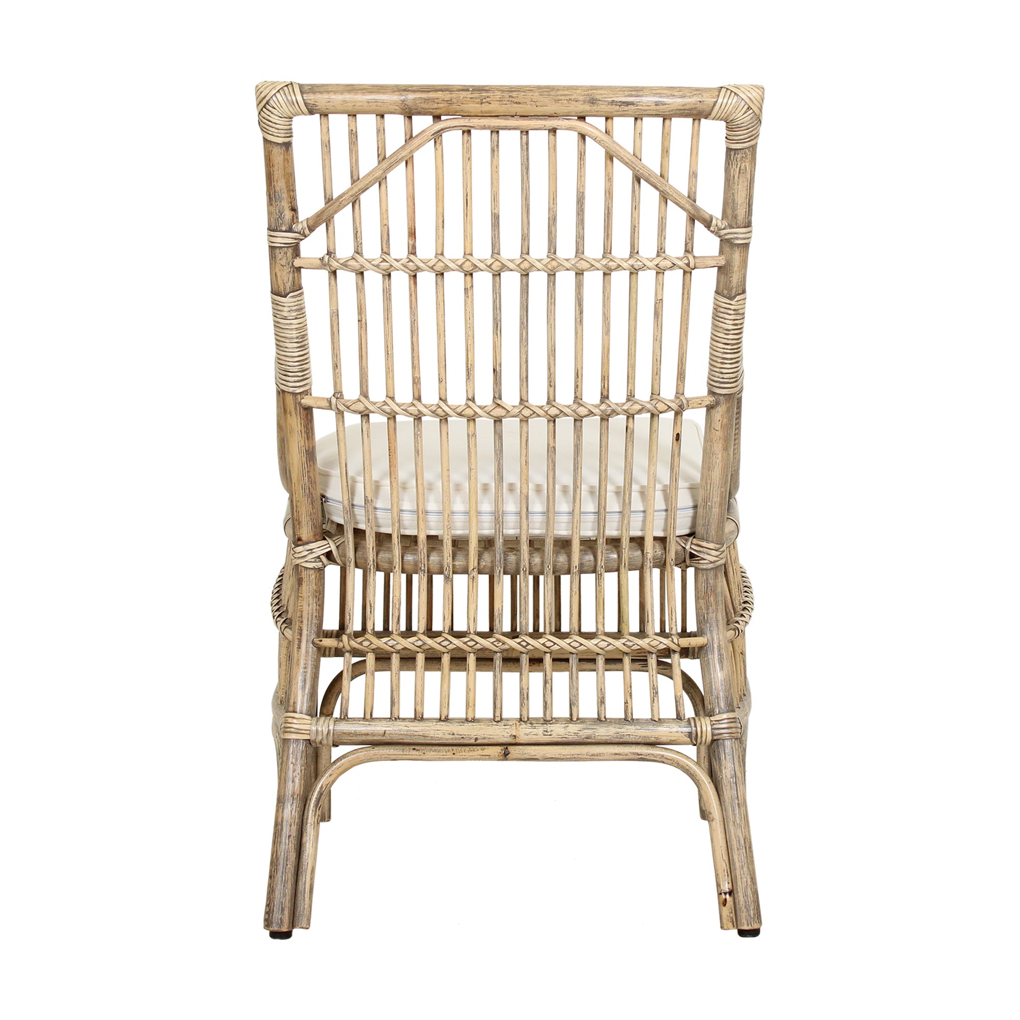 Rattan Slat Back Antique Natural Dining Chair, Set of 2