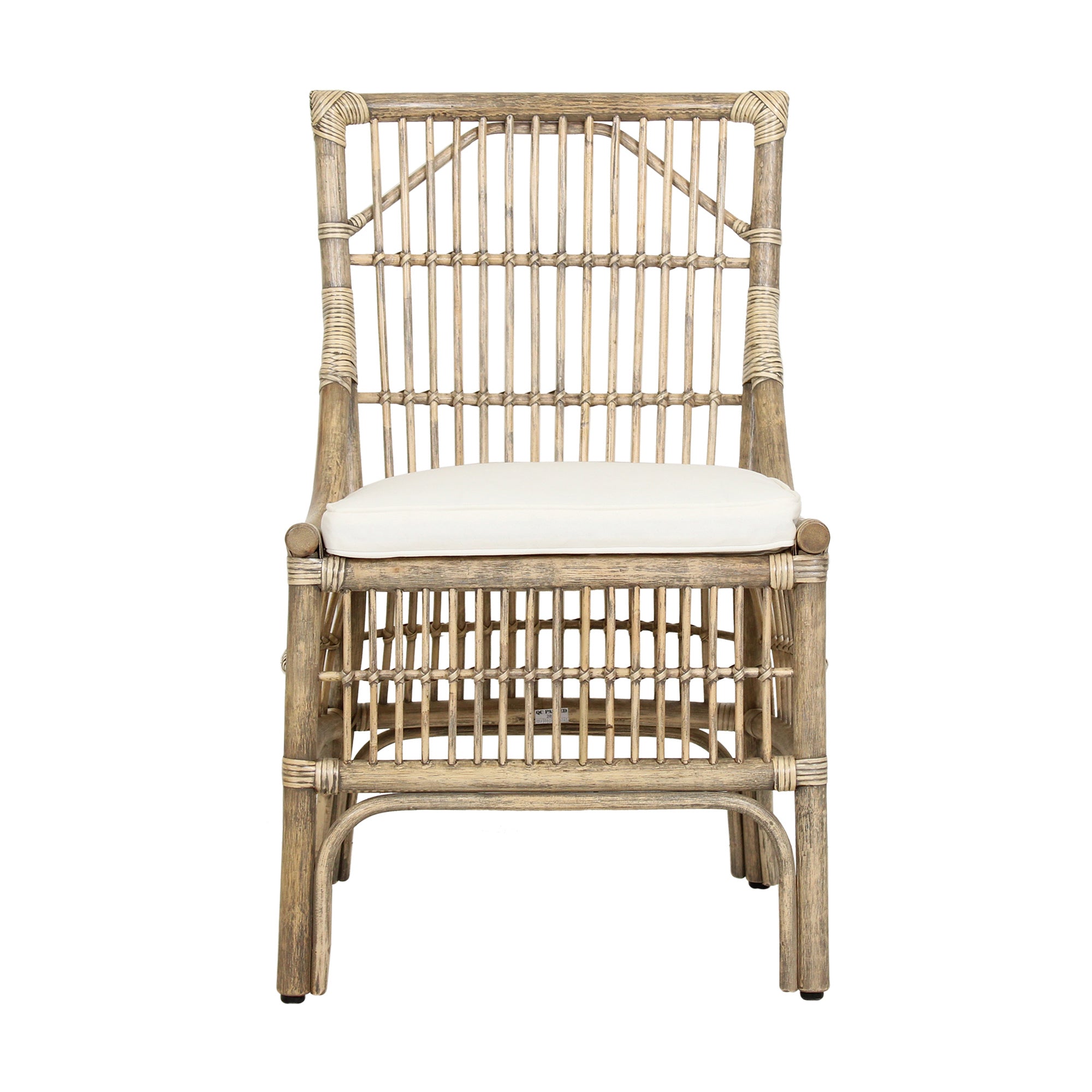 Rattan Slat Back Antique Natural Dining Chair, Set of 2