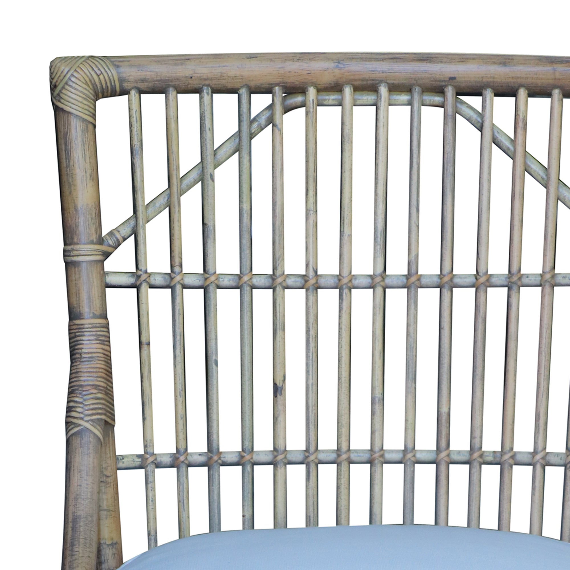 Rattan Slat Back Antique Natural Dining Chair, Set of 2
