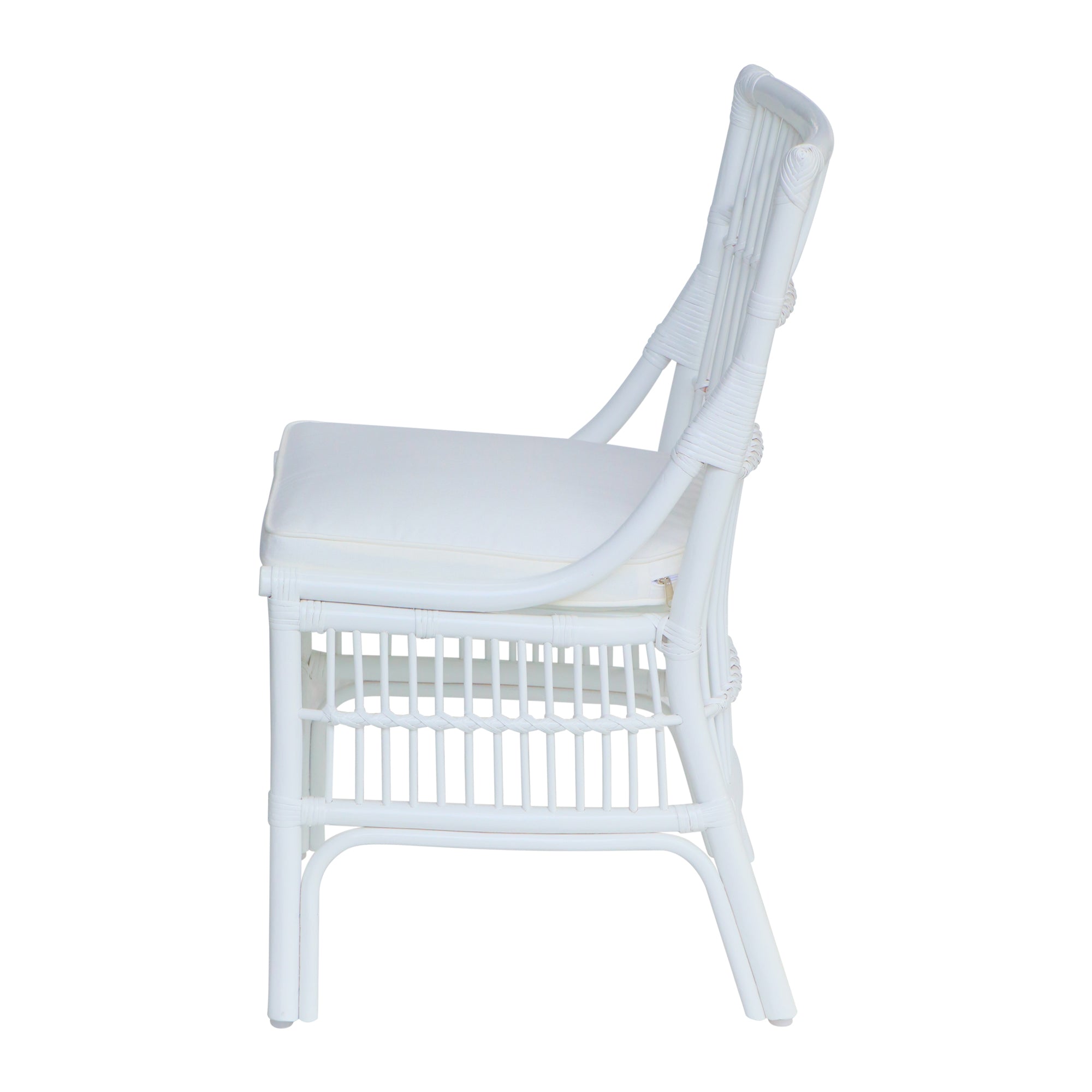 Rattan Slat Back White Dining Chair, Set of 2