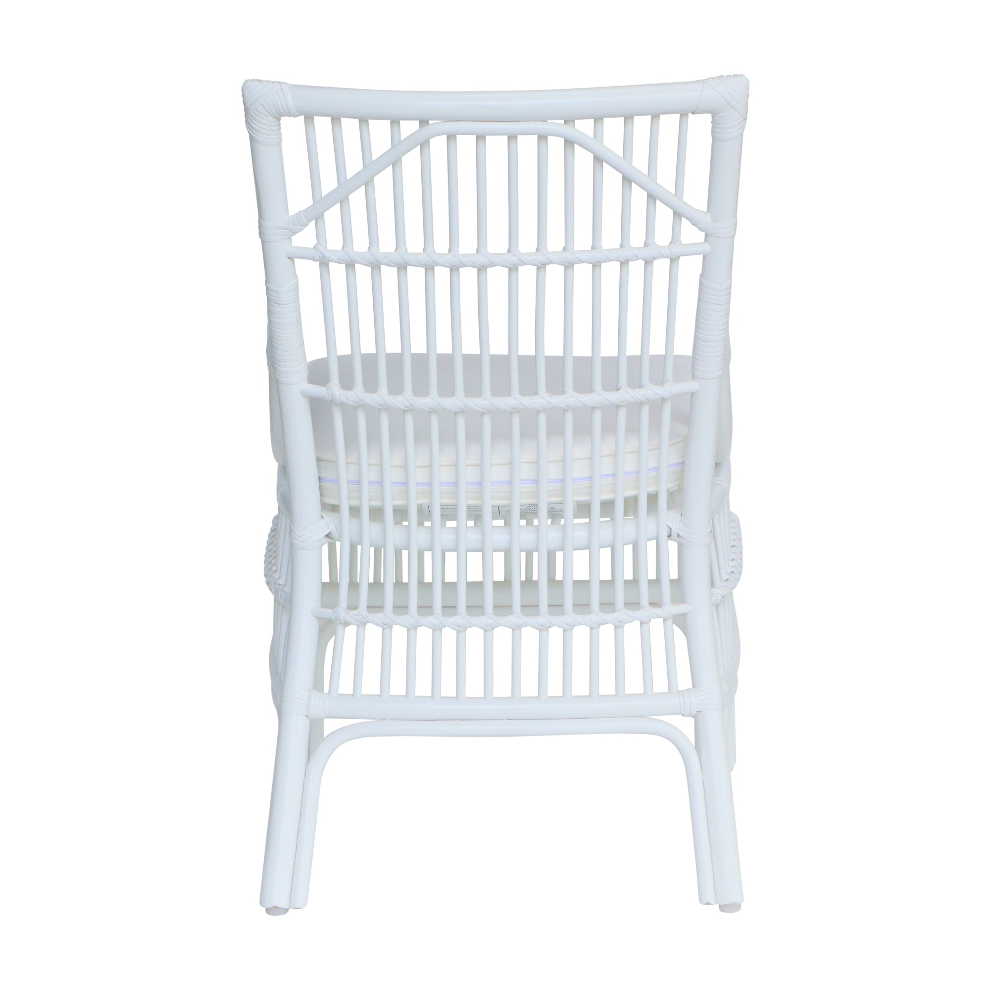 Rattan Slat Back White Dining Chair, Set of 2