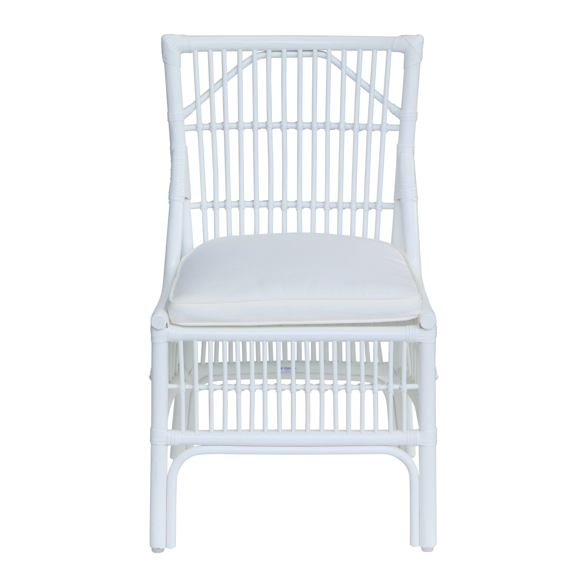 Rattan Slat Back White Dining Chair, Set of 2