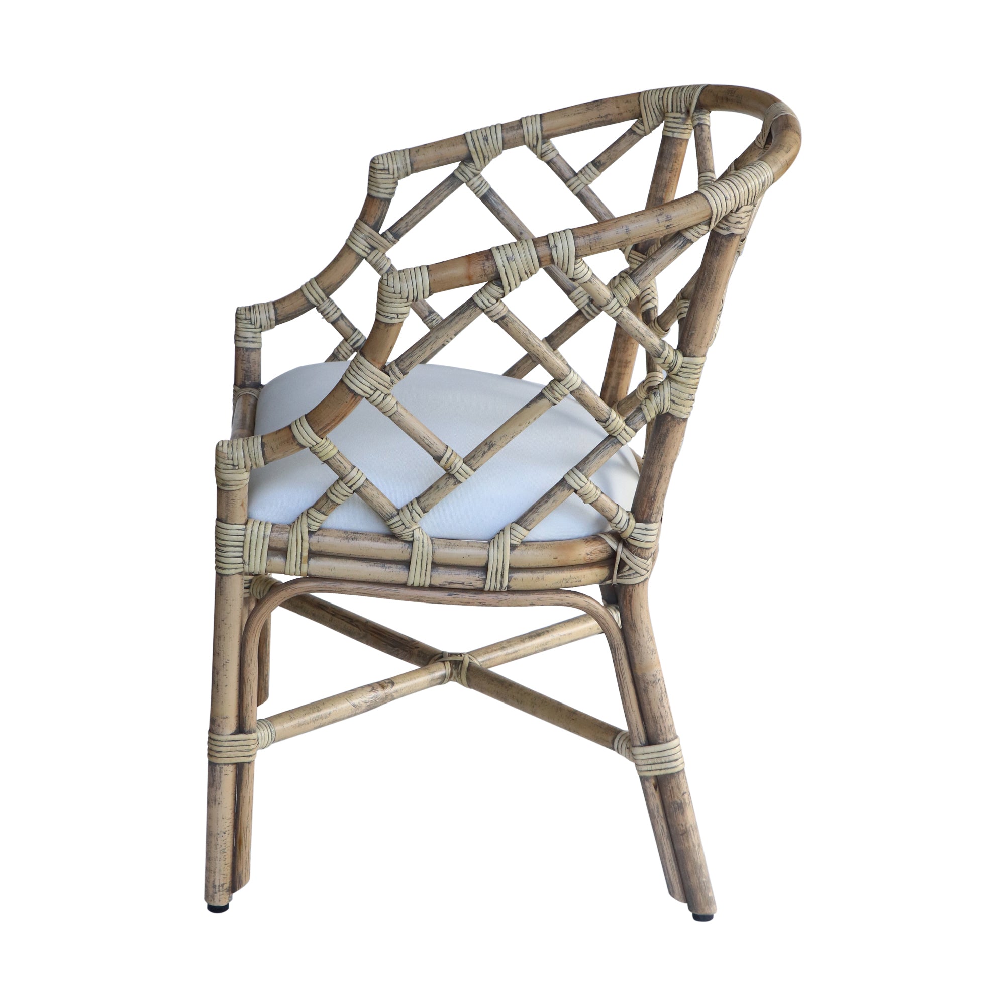 Hilton Chippendale Rattan Barrel Chair, 33.5"H