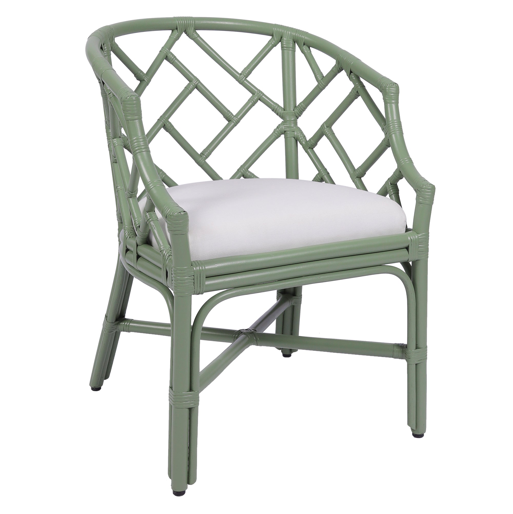 Hilton Chippendale Rattan Barrel Chair, 33.5"H