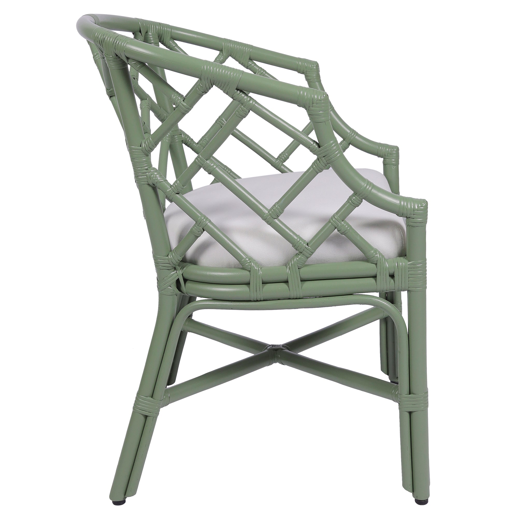 Hilton Chippendale Rattan Barrel Chair, 33.5"H