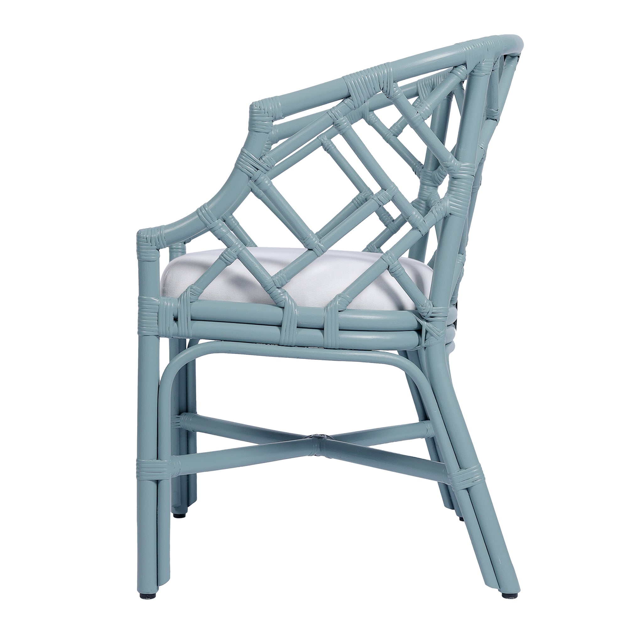 Hilton Chippendale Rattan Barrel Chair, 33.5"H