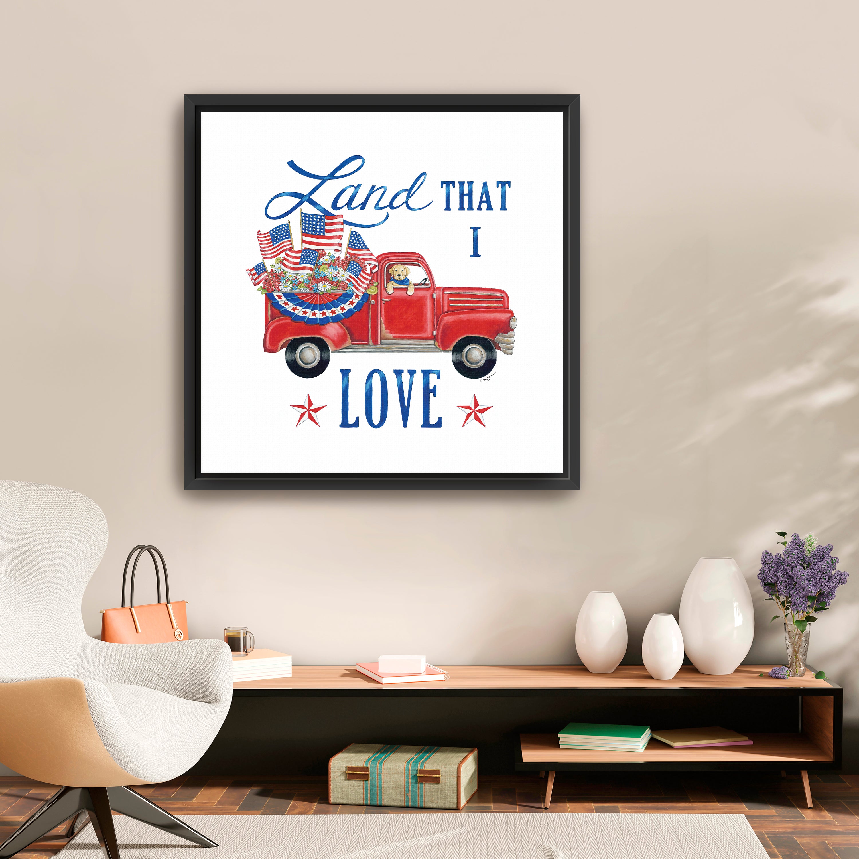 Land That I Love Canvas Giclee, Red/White/Blue
