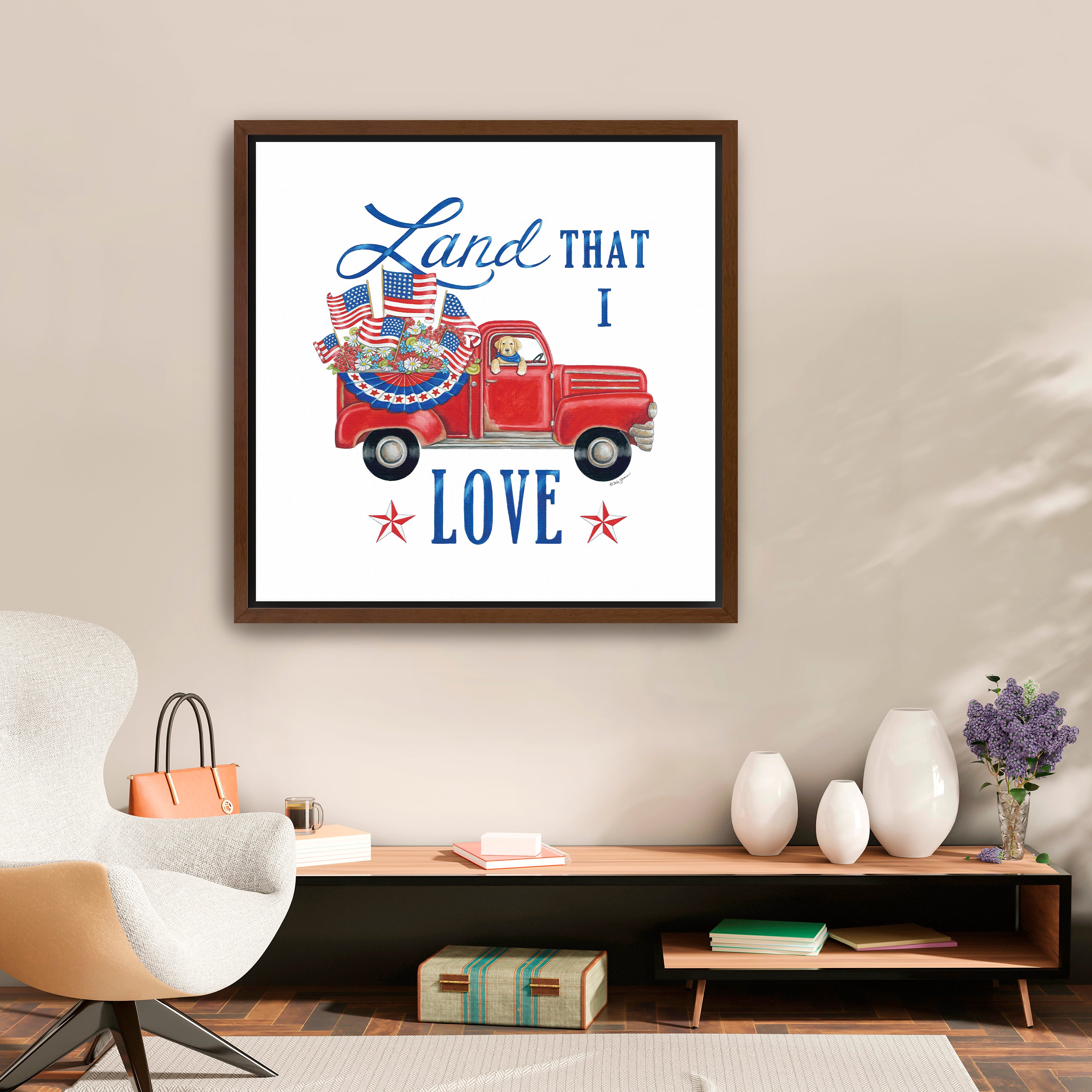 Land That I Love Canvas Giclee, Red/White/Blue