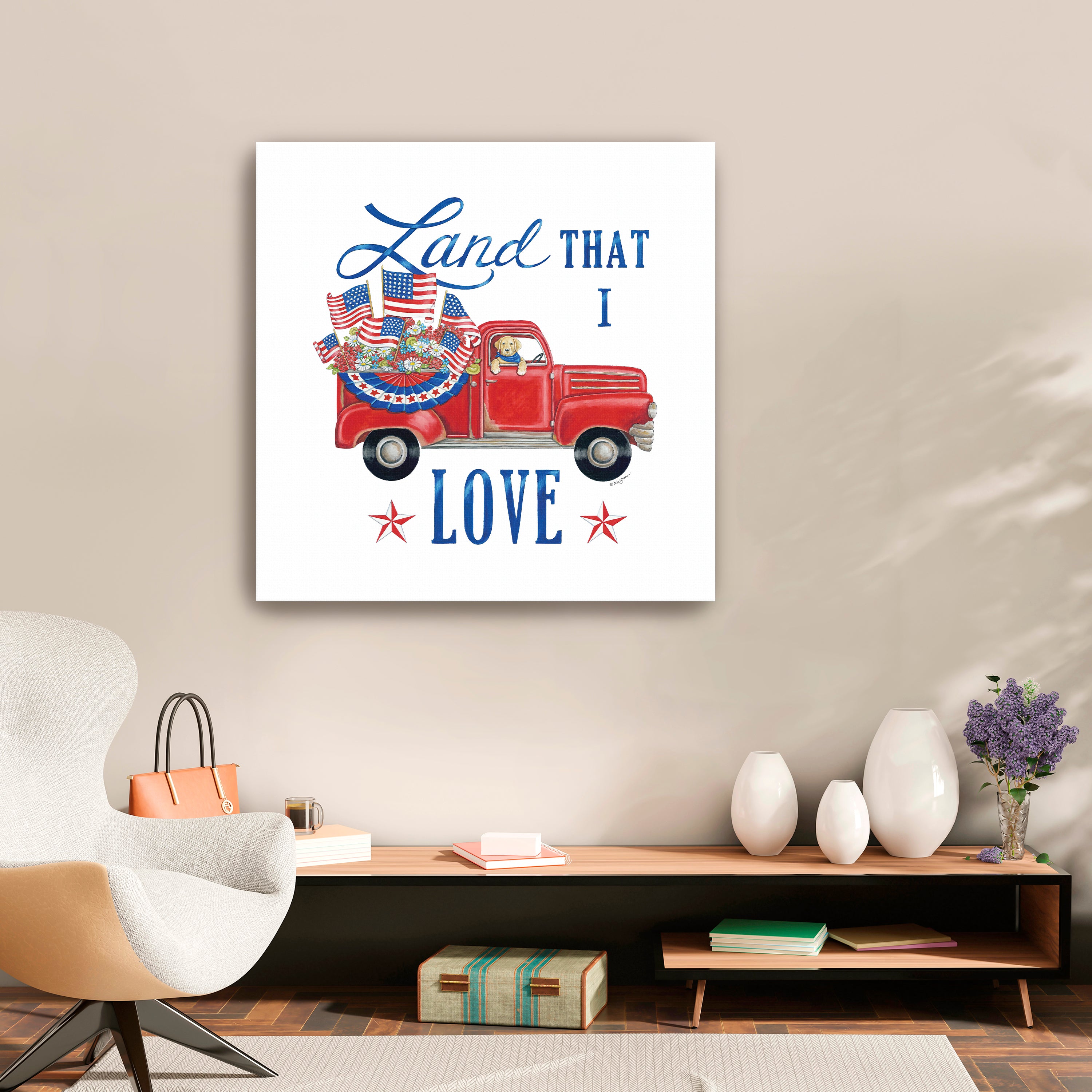 Land That I Love Canvas Giclee, Red/White/Blue