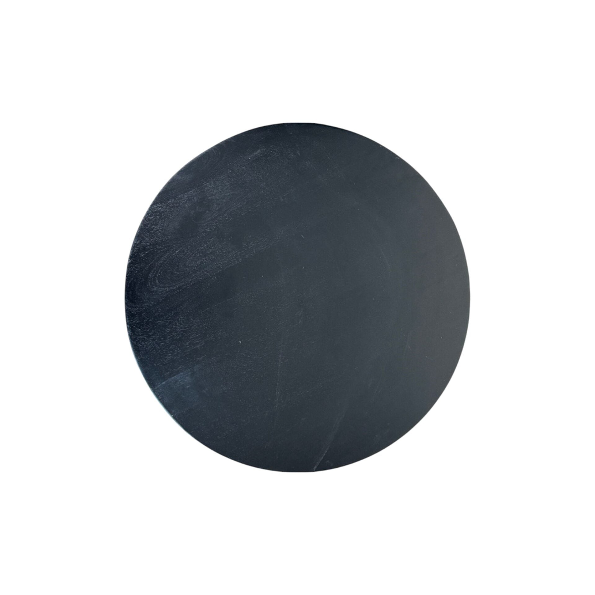 Harmony Groove Round Mango Wood Dining Table Black Honed Top with Brass Base