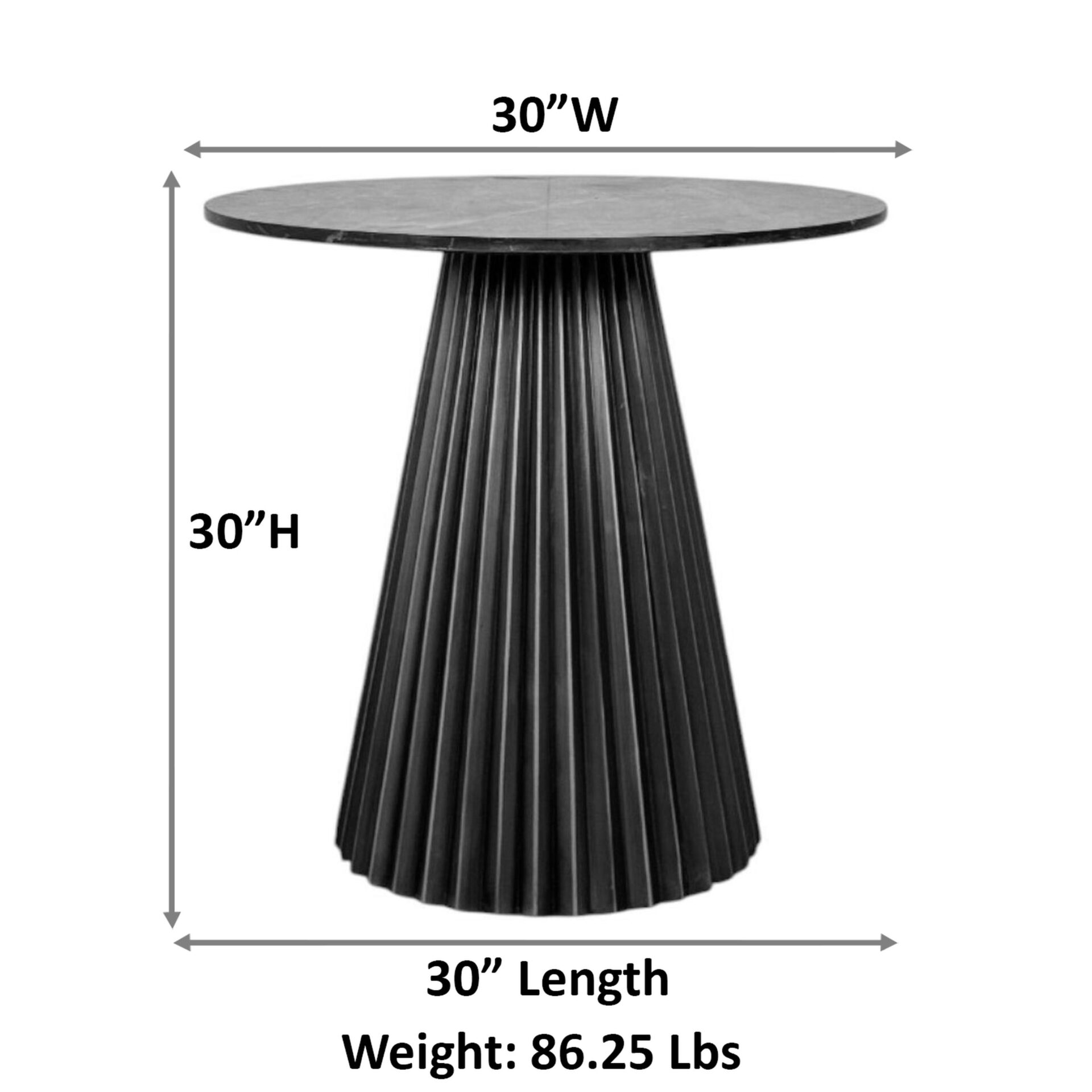 Harmony Groove Round Mango Wood Dining Table Black Honed Top with Brass Base