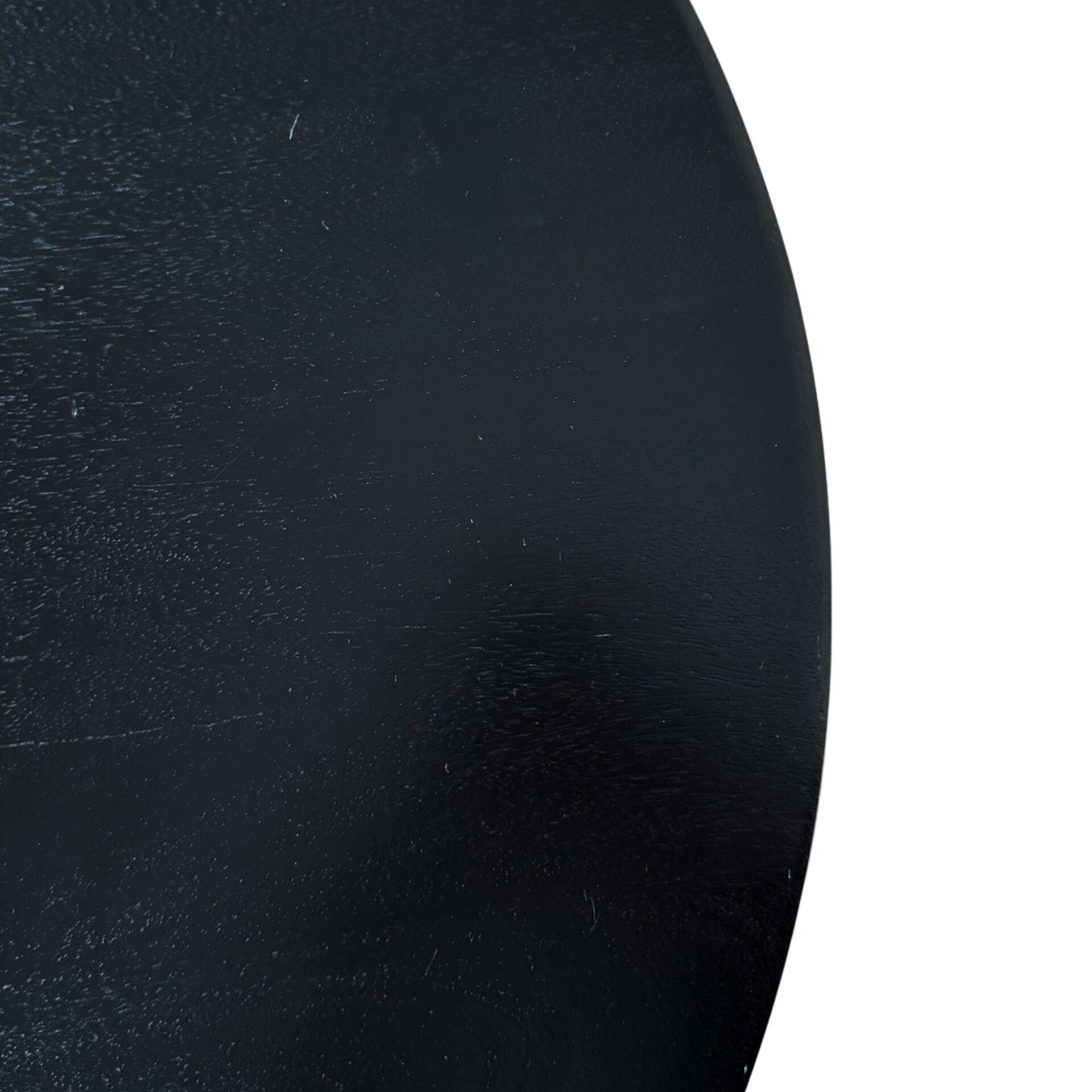 Harmony Groove Round Mango Wood Dining Table Black Honed Top with Brass Base