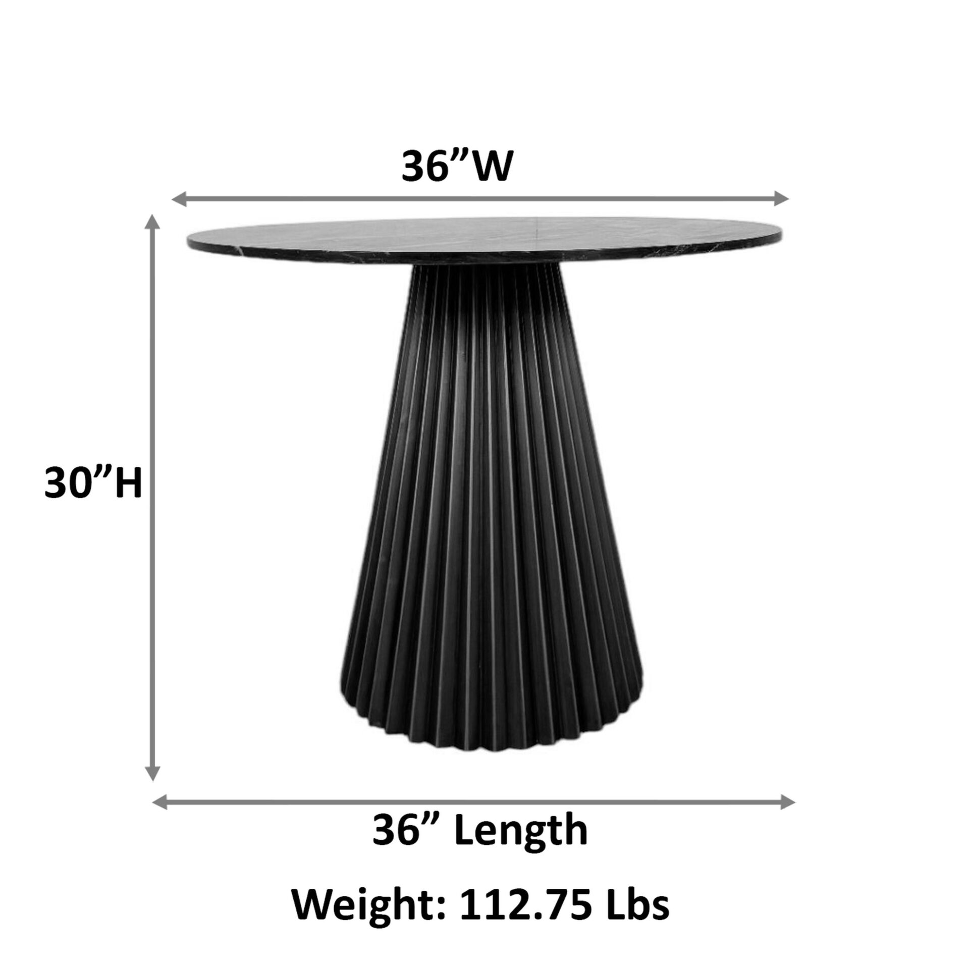 Harmony Groove Round Mango Wood Dining Table Black Honed Top with Brass Base
