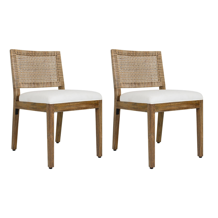 Danish Dining Side Chair With Upholstered Seat, Set of 2, Antique Natural