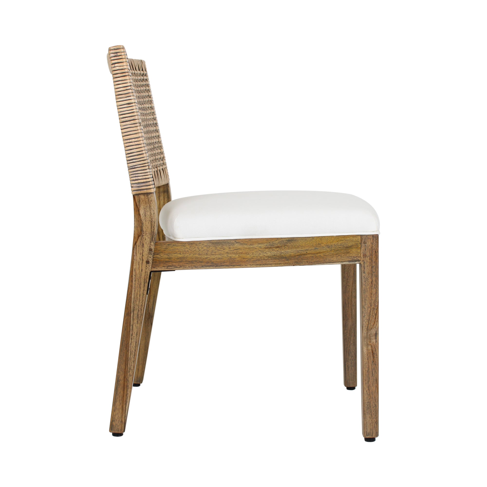 Danish Dining Side Chair With Upholstered Seat, Set of 2, Antique Natural