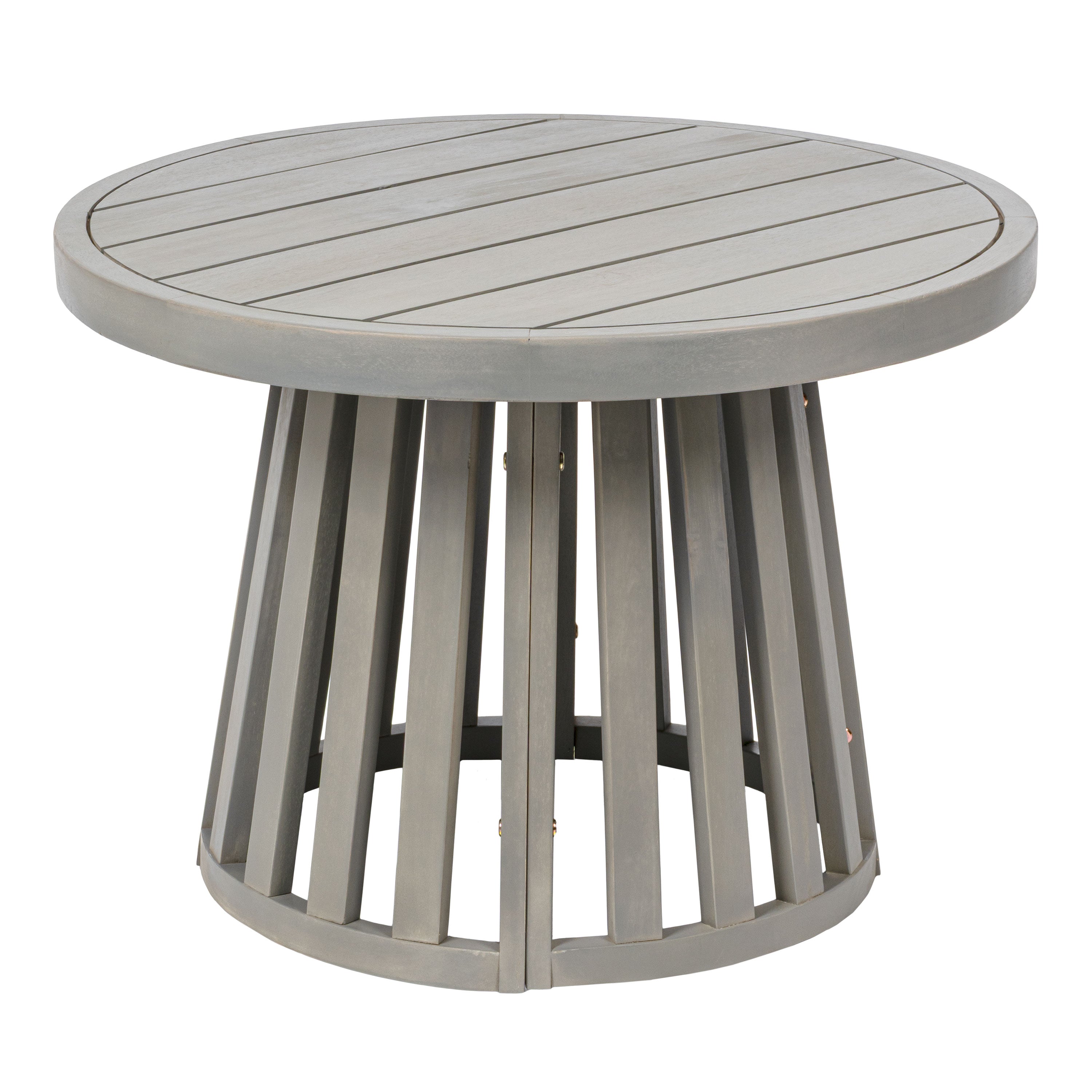 Solanya 27.5" Modern Coastal Acacia Wood Outdoor Pedestal Base Round Coffee Table