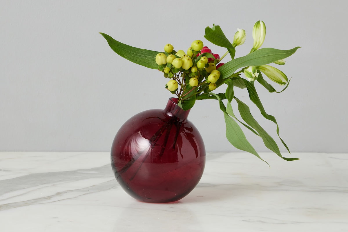 Merlot Glass Sphere Bud Vase