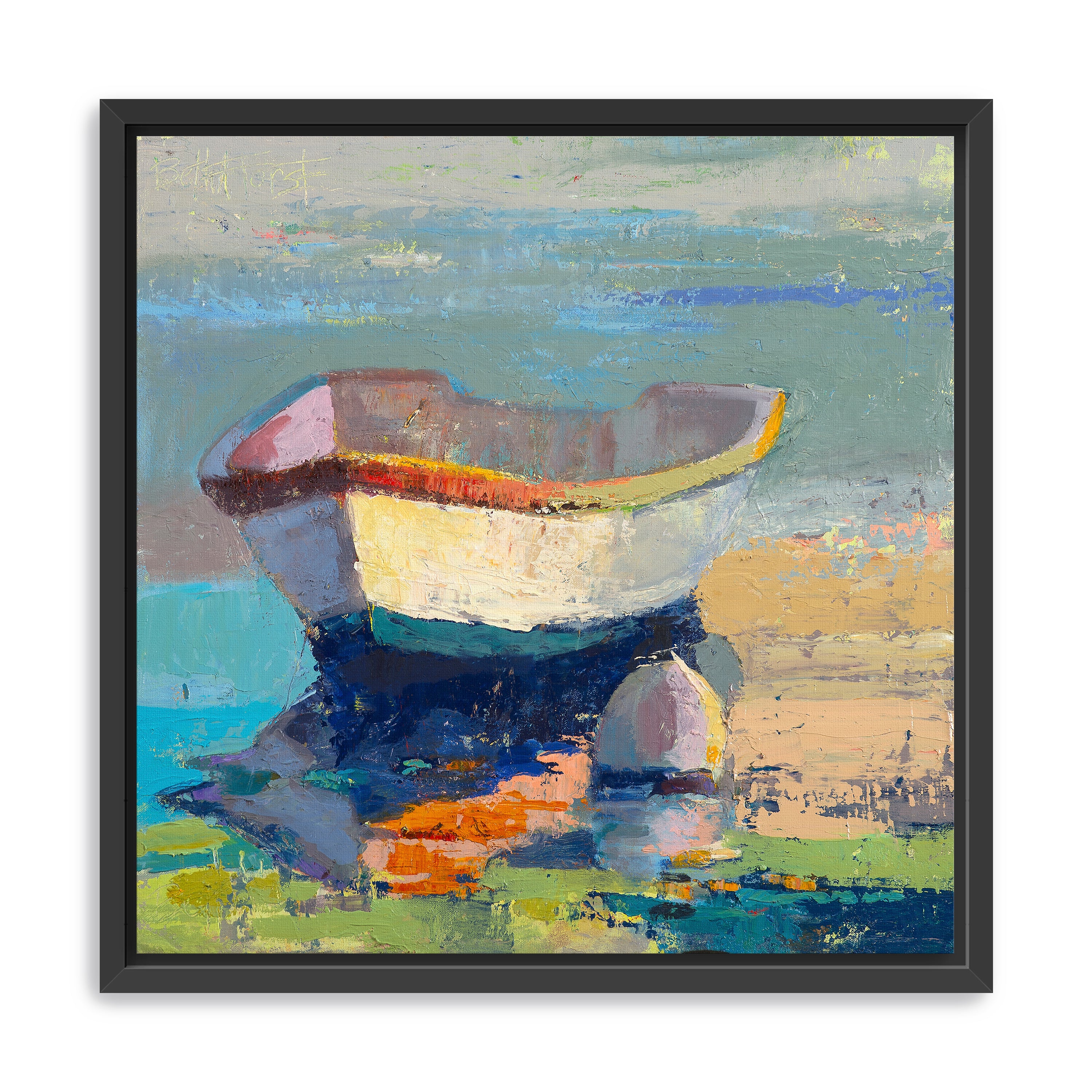 Bottle Green Boat Canvas Giclee