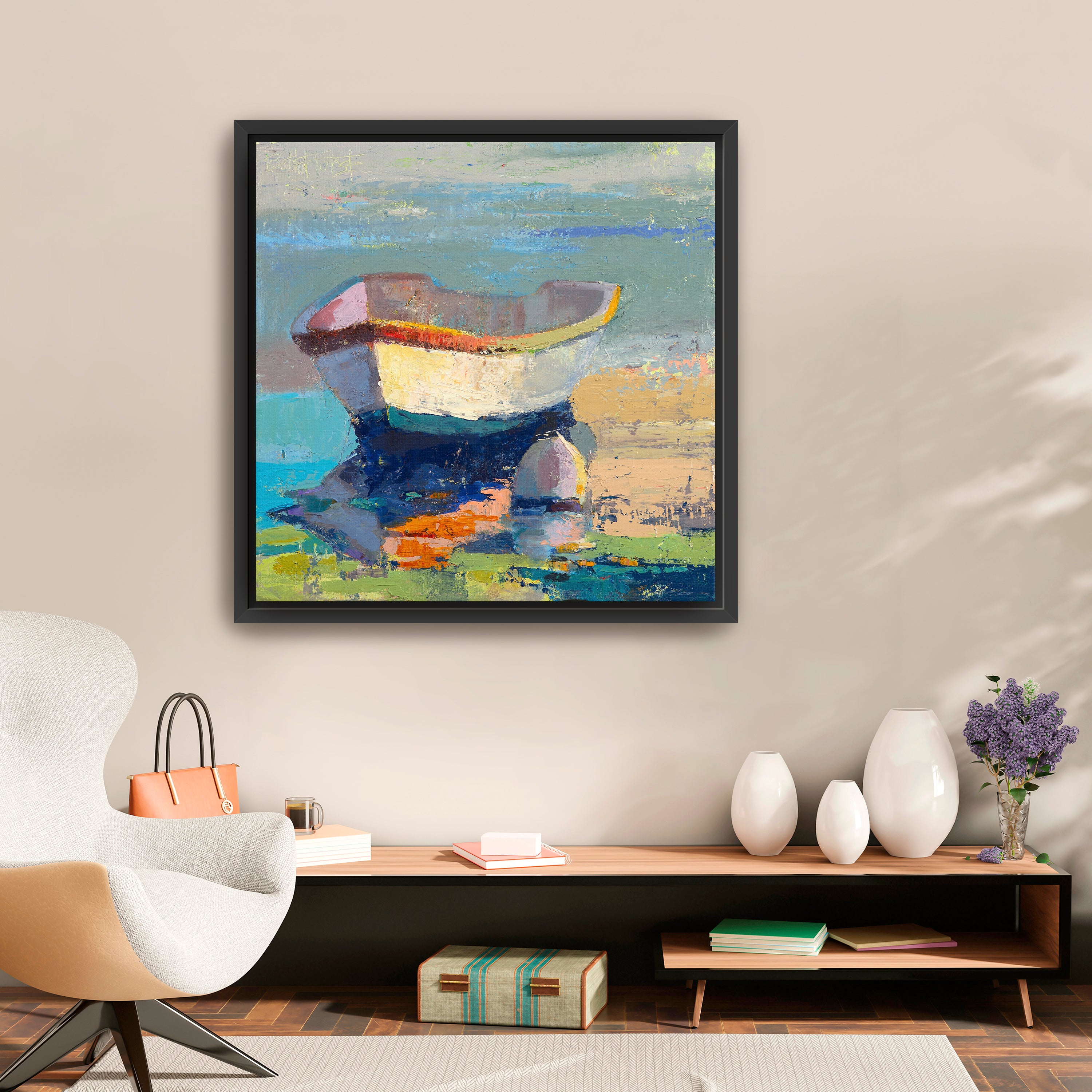 Bottle Green Boat Canvas Giclee