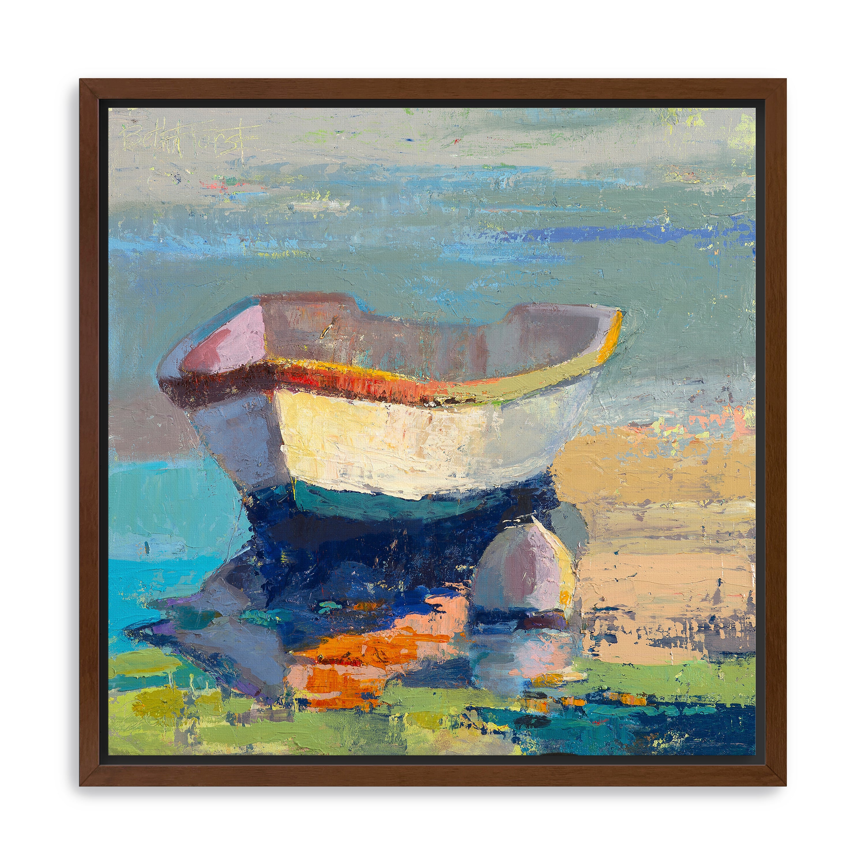 Bottle Green Boat Canvas Giclee