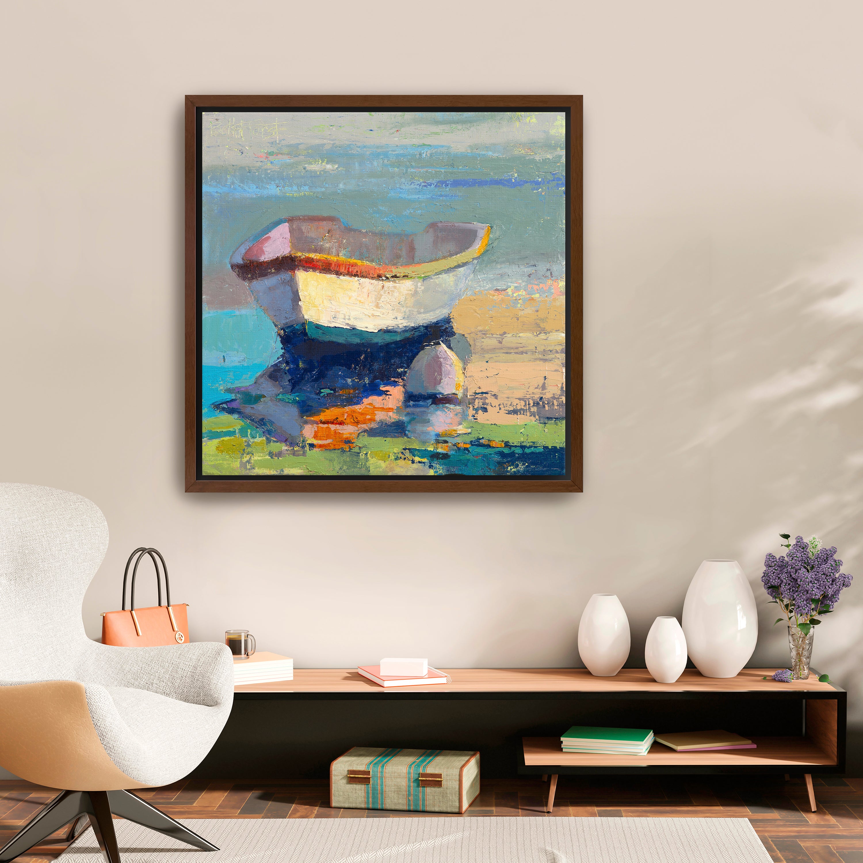 Bottle Green Boat Canvas Giclee