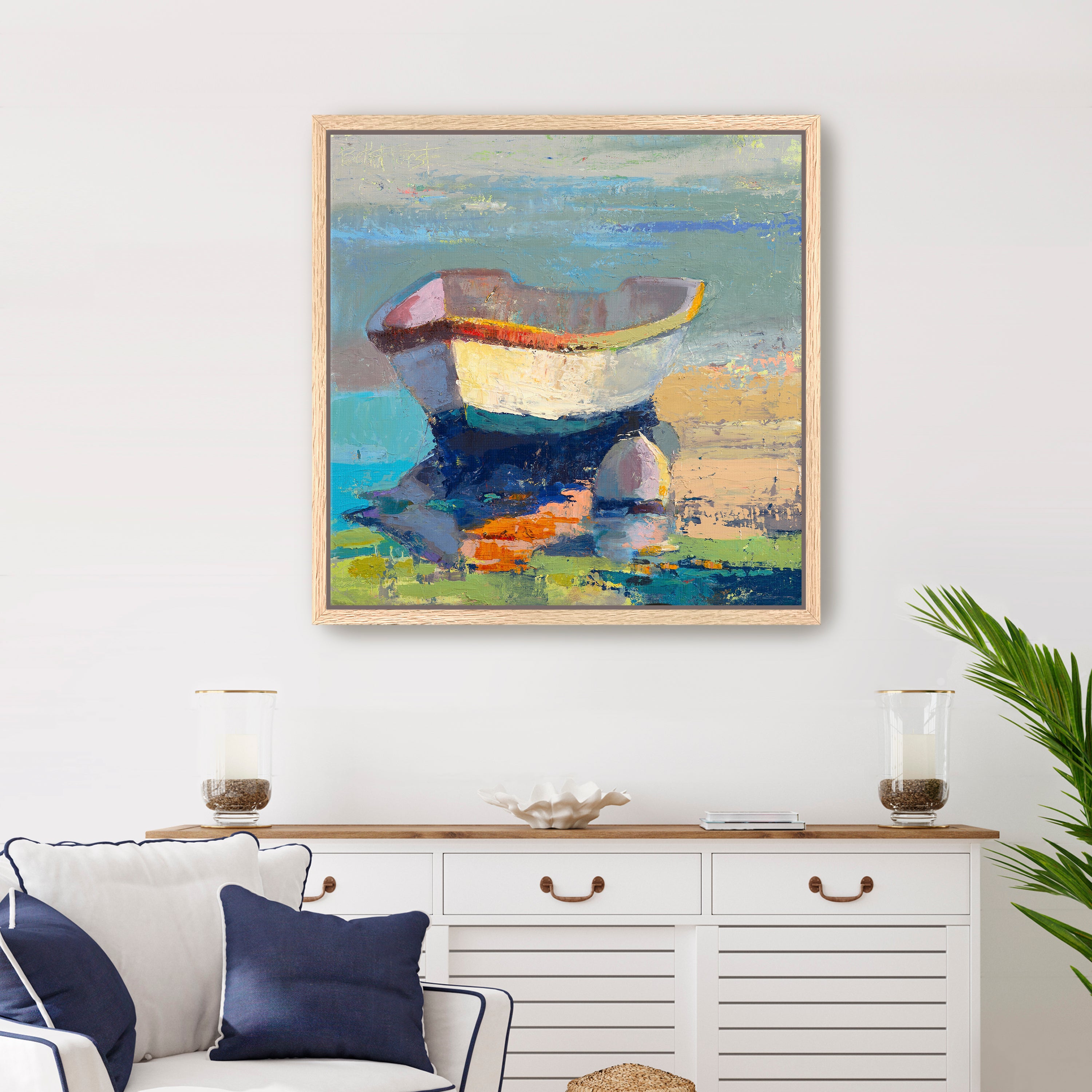 Bottle Green Boat Canvas Giclee