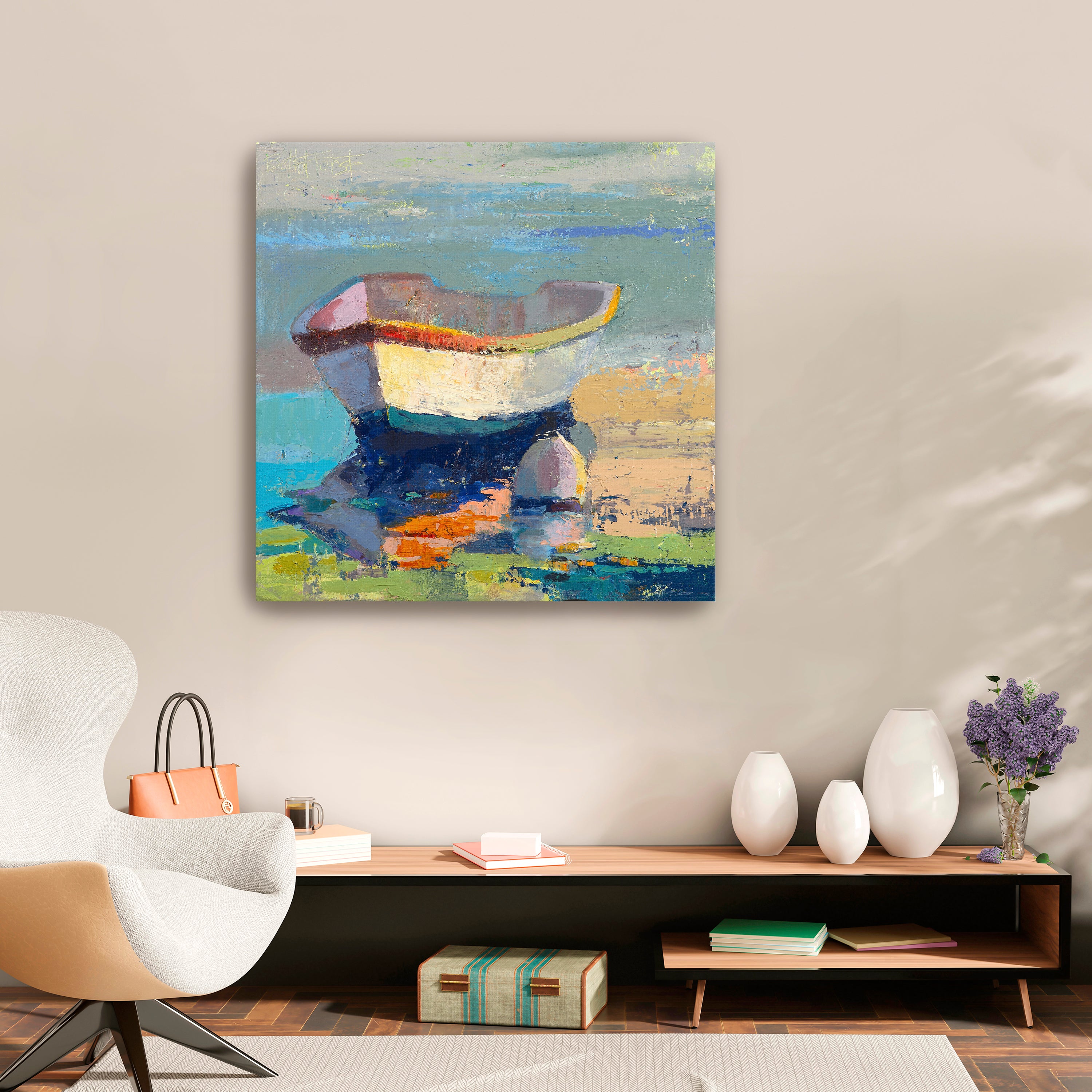 Bottle Green Boat Canvas Giclee