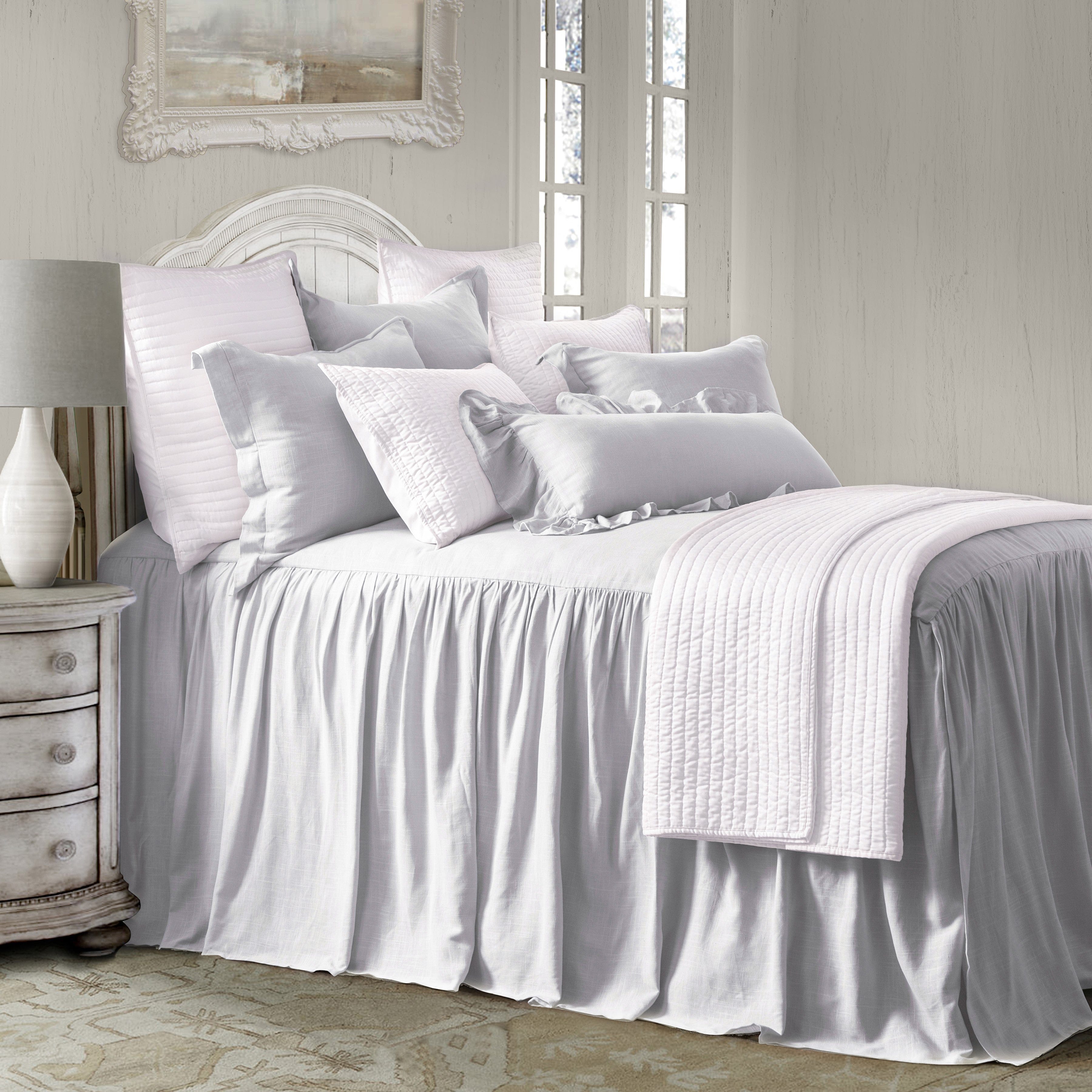 Luna Washed Linen Ruffled Lumbar Pillow