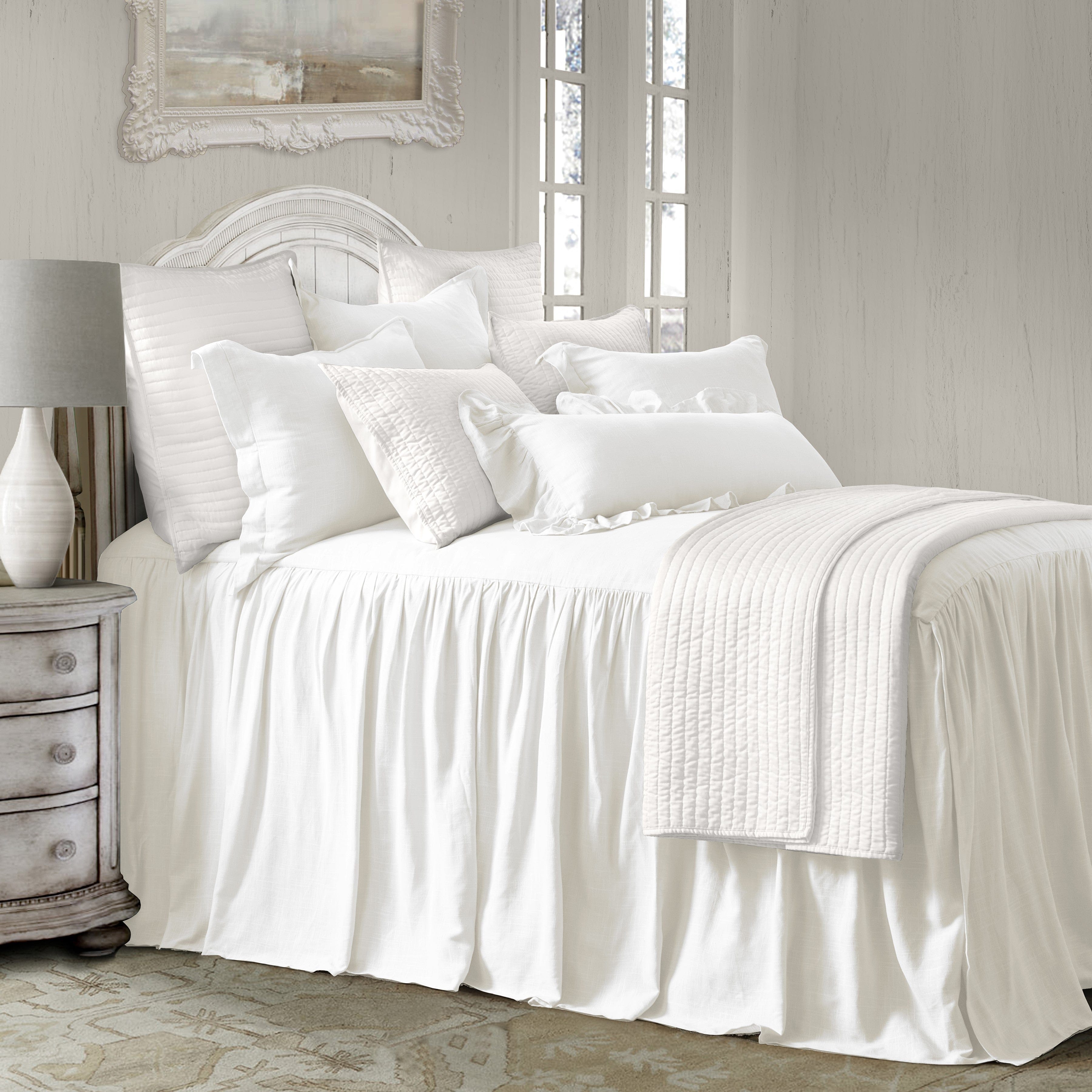 Luna Washed Linen Ruffled Lumbar Pillow