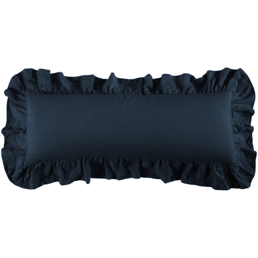 Luna Washed Linen Ruffled Lumbar Pillow