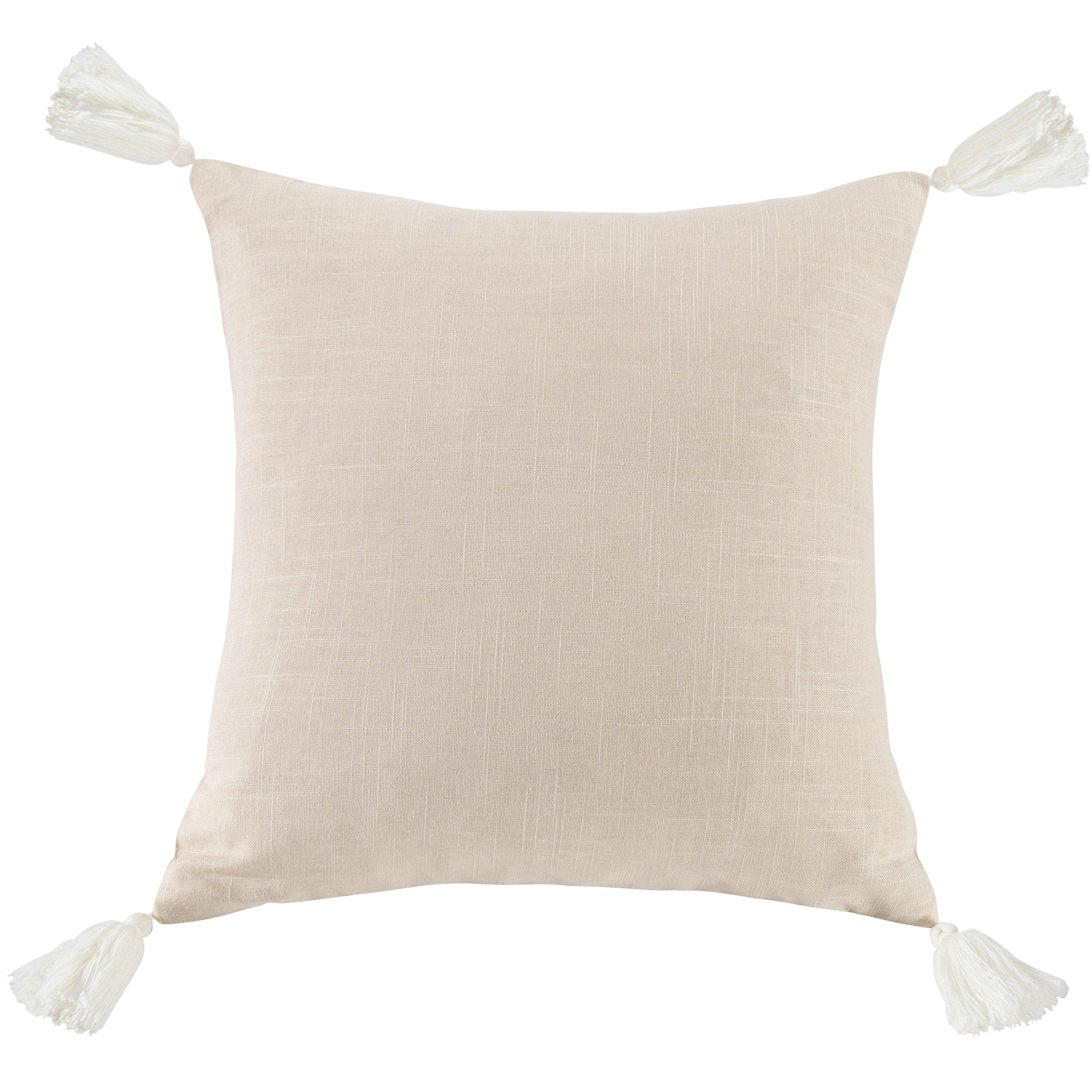 Luna Washed Linen Tasseled Square Pillow
