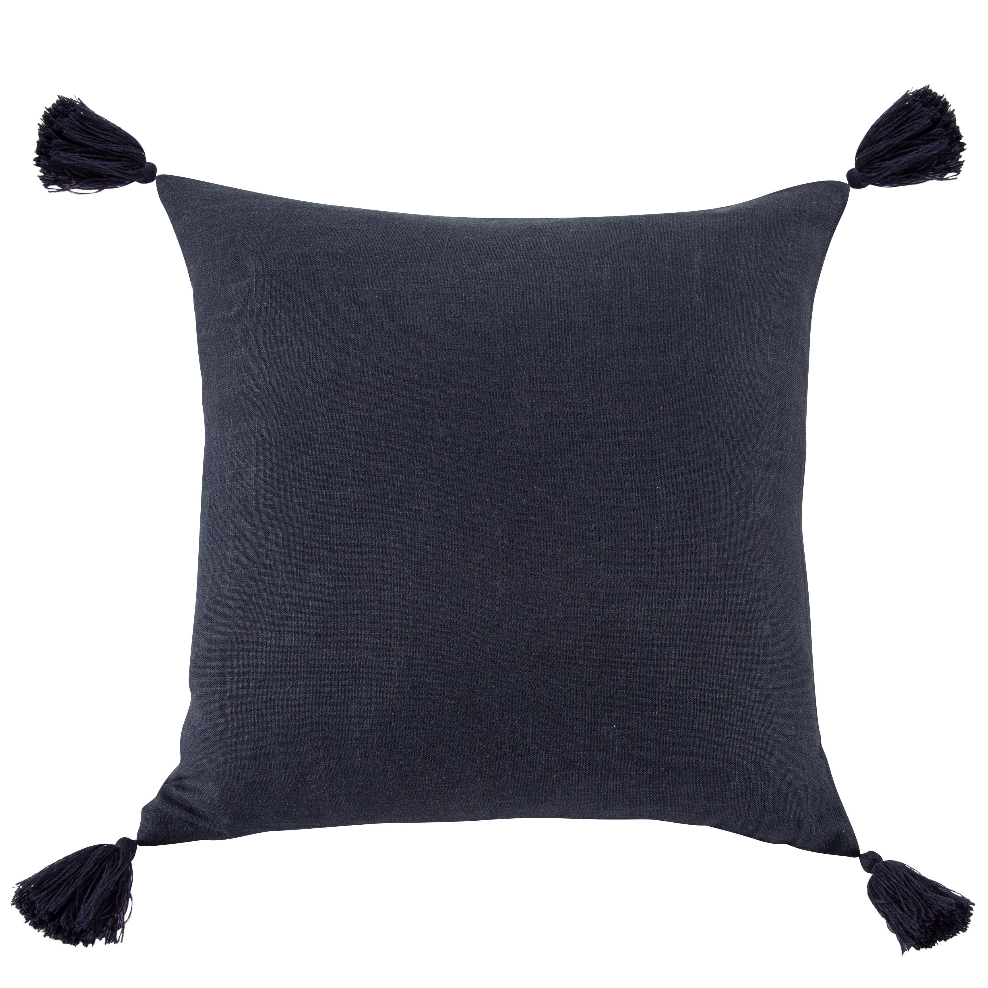 Luna Washed Linen Tasseled Square Pillow