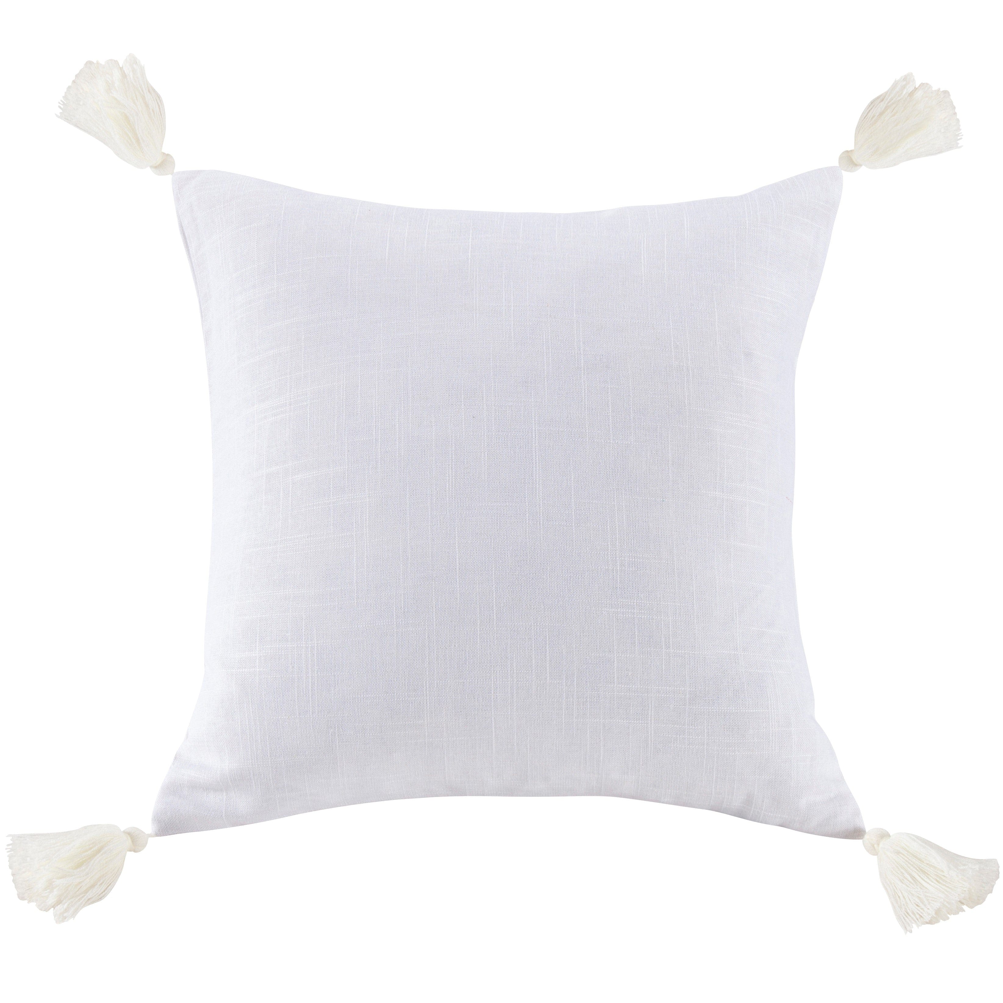 Luna Washed Linen Tasseled Square Pillow