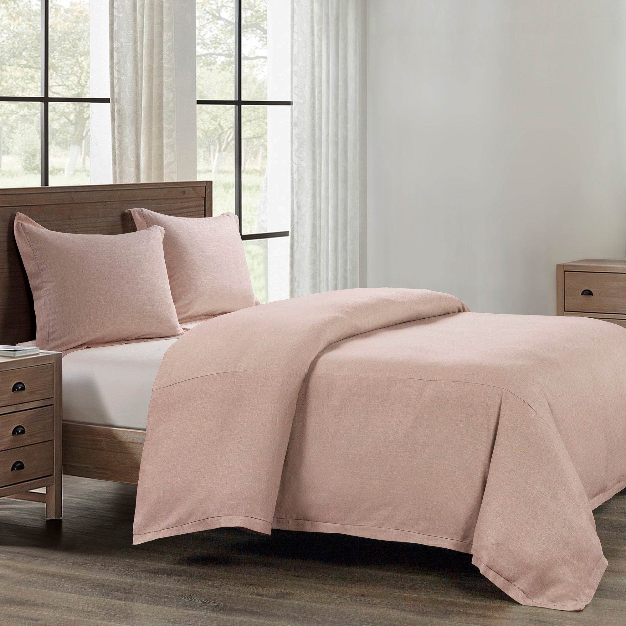 Hera Washed Linen Flange Duvet Cover Set