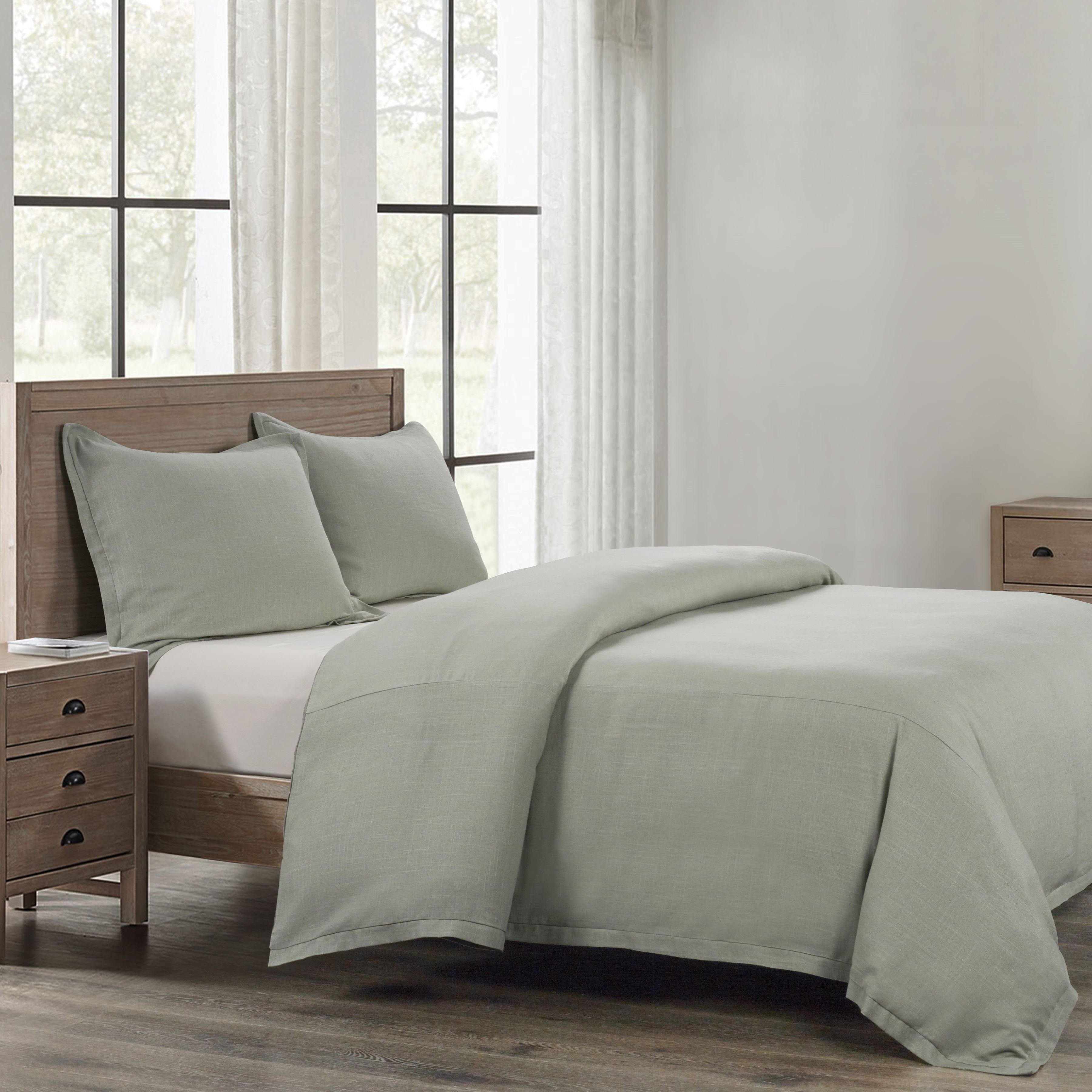 Hera Washed Linen Flange Comforter Set