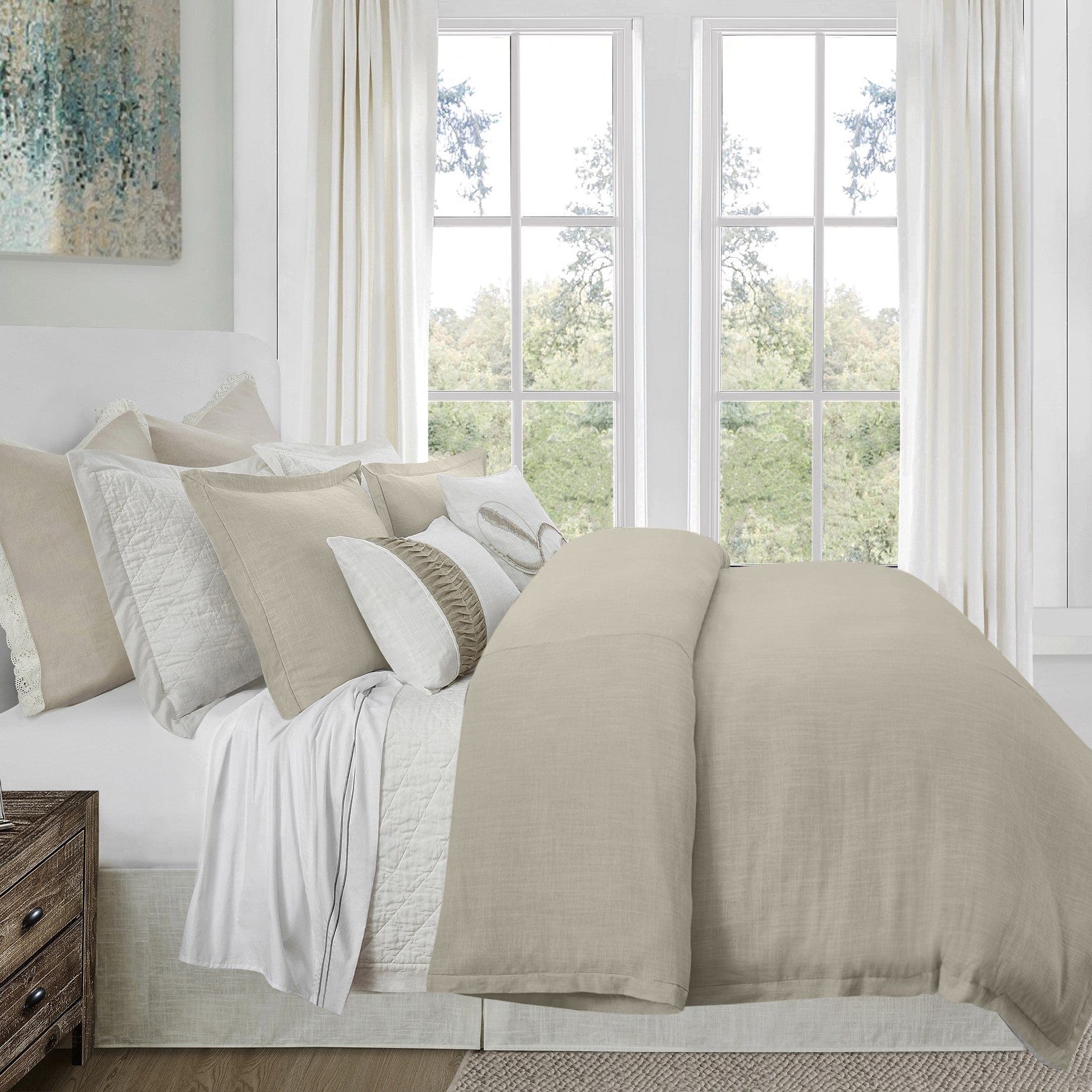 Hera Washed Linen Flange Comforter Set