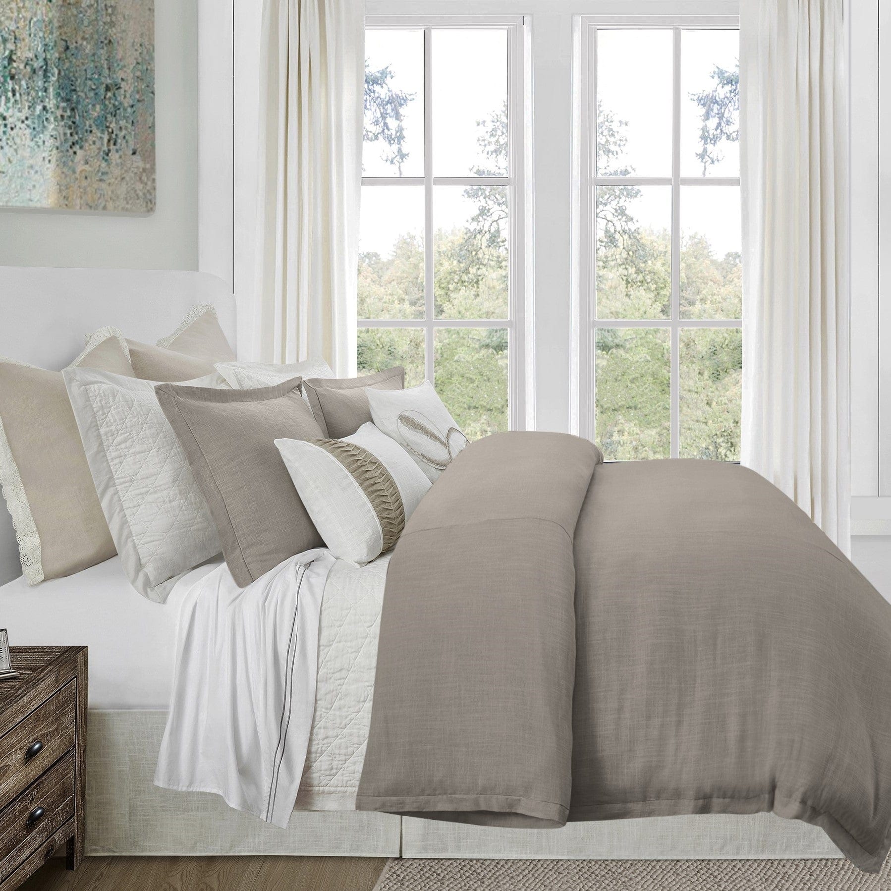 Hera Washed Linen Flange Comforter Set