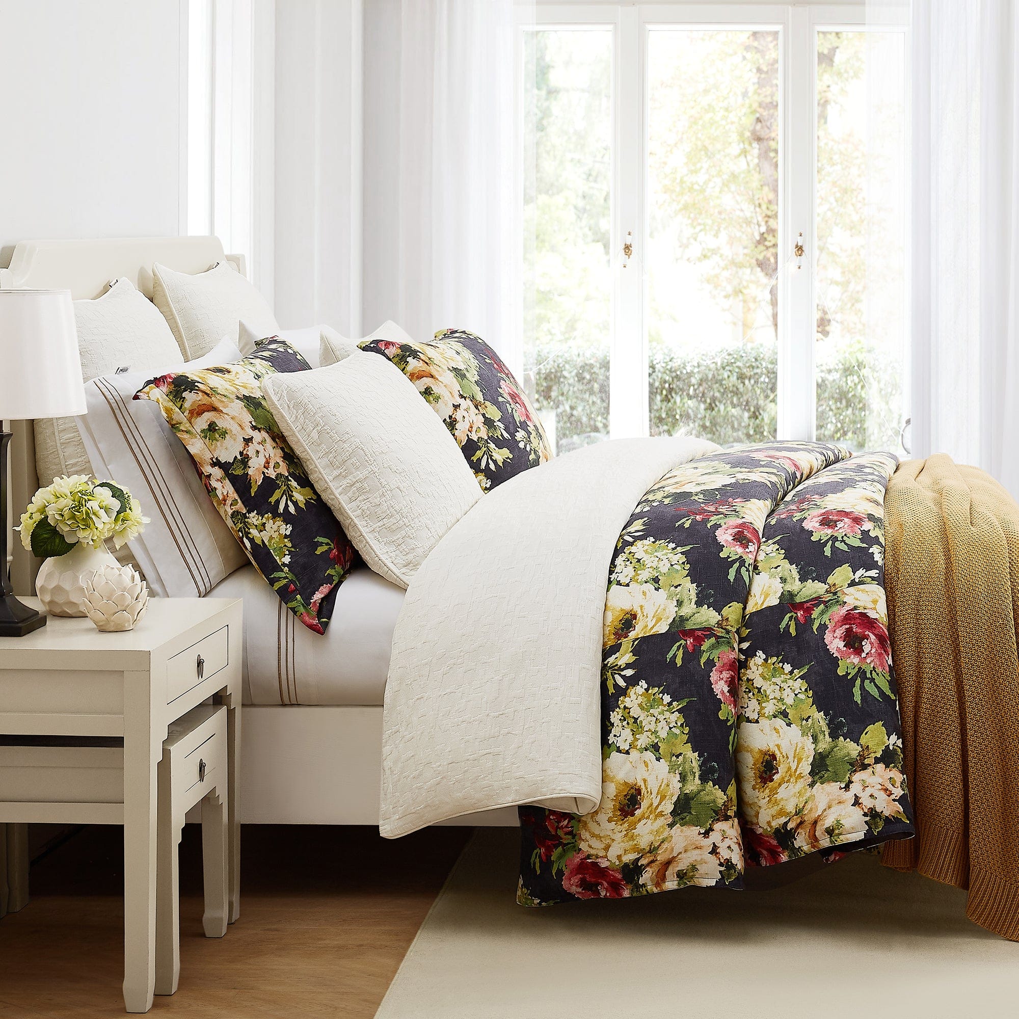 Peony Washed Linen Duvet Cover Set
