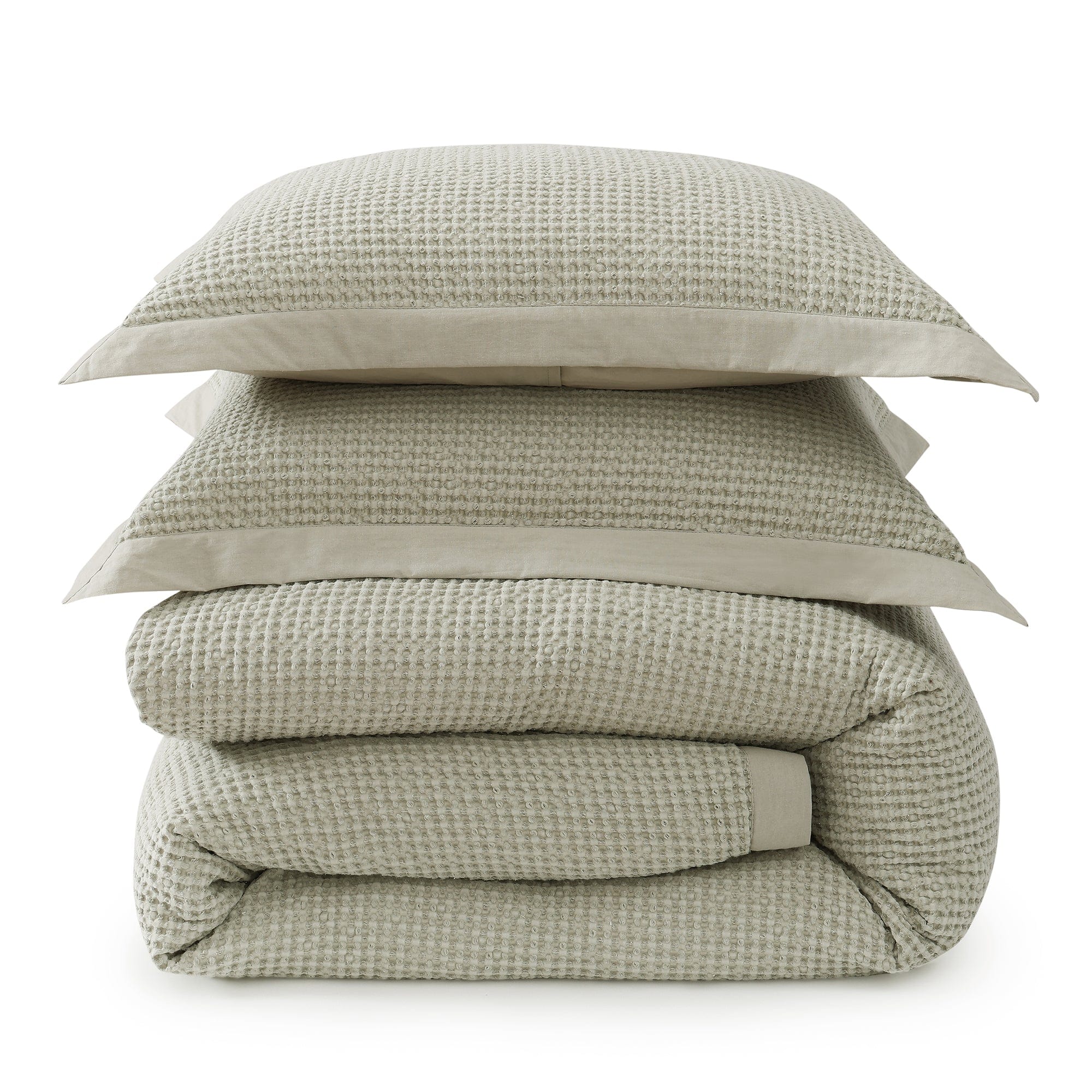 Stonewashed Cotton Waffle Weave Duvet Cover Set